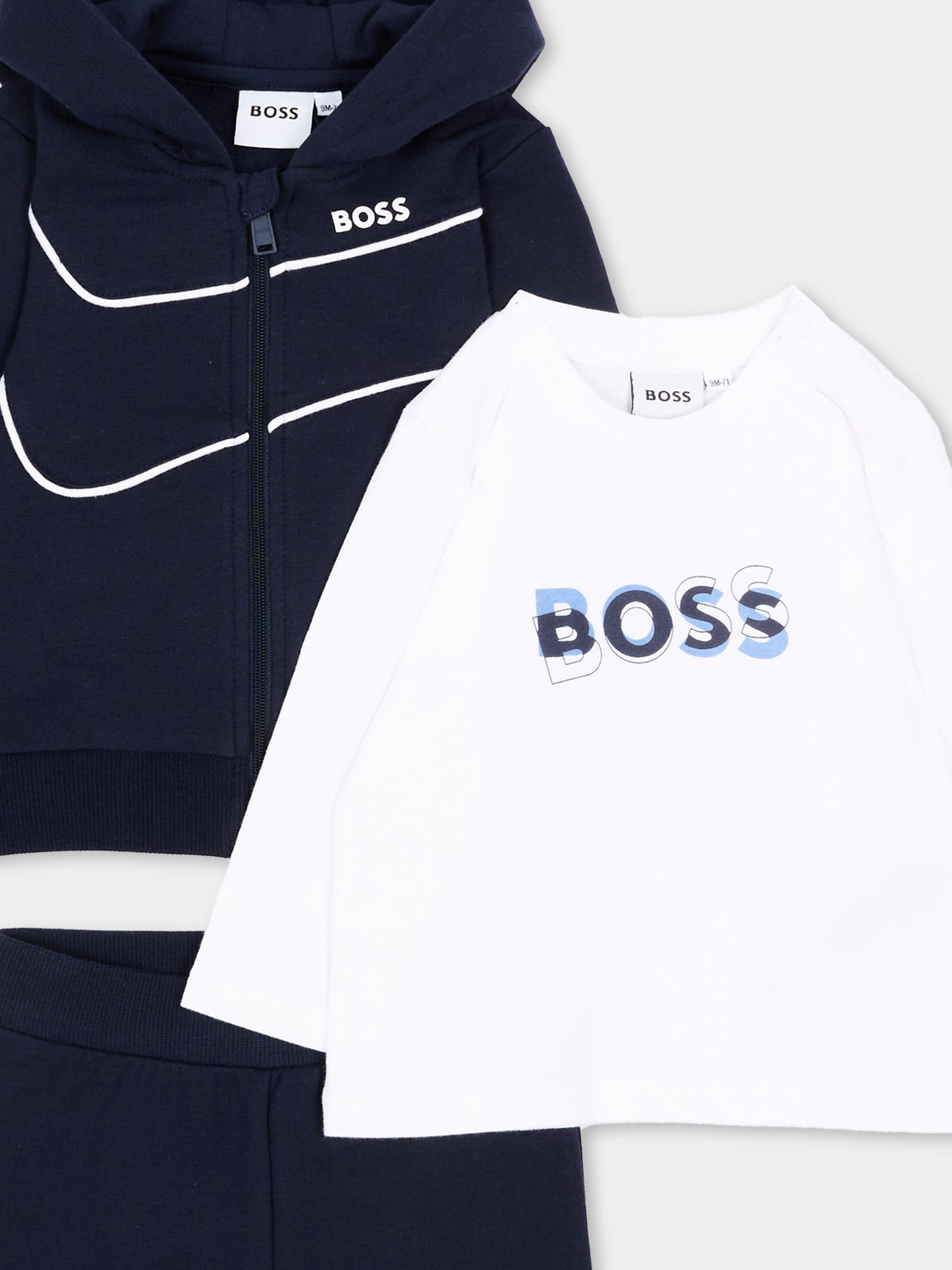 Completo sportivo blu per neonato con logo,Boss,J53307 849