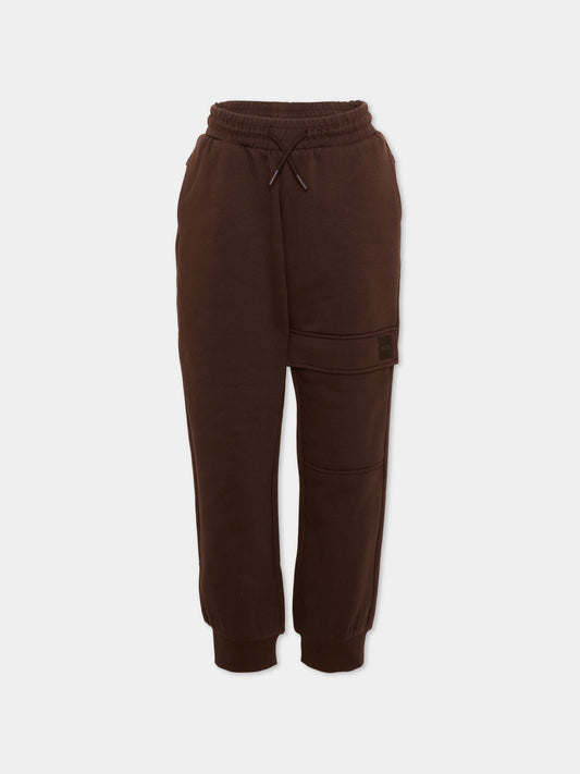 Pantalone marrone per bambino con logo,Boss,J53352 343