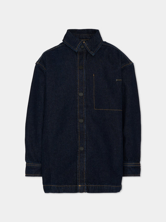 Camicia in denim per bambino con logo,Boss,J53362 Z35
