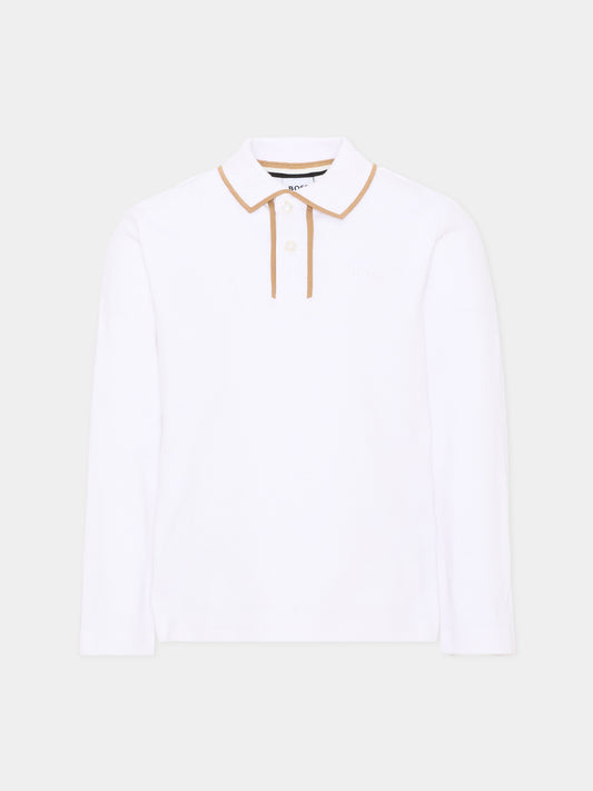 Polo bianca per bambino con logo,Boss,J53379 10P