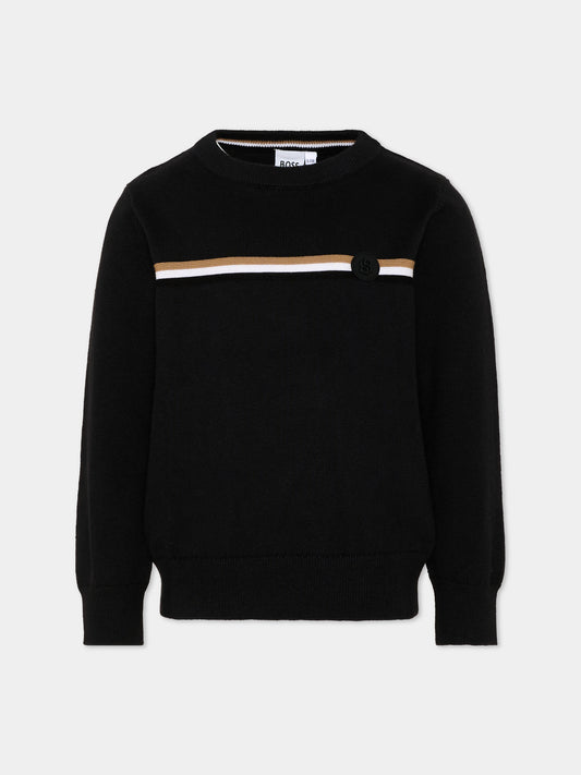 Maglione nero per bambino con logo,Boss,J53389 09B