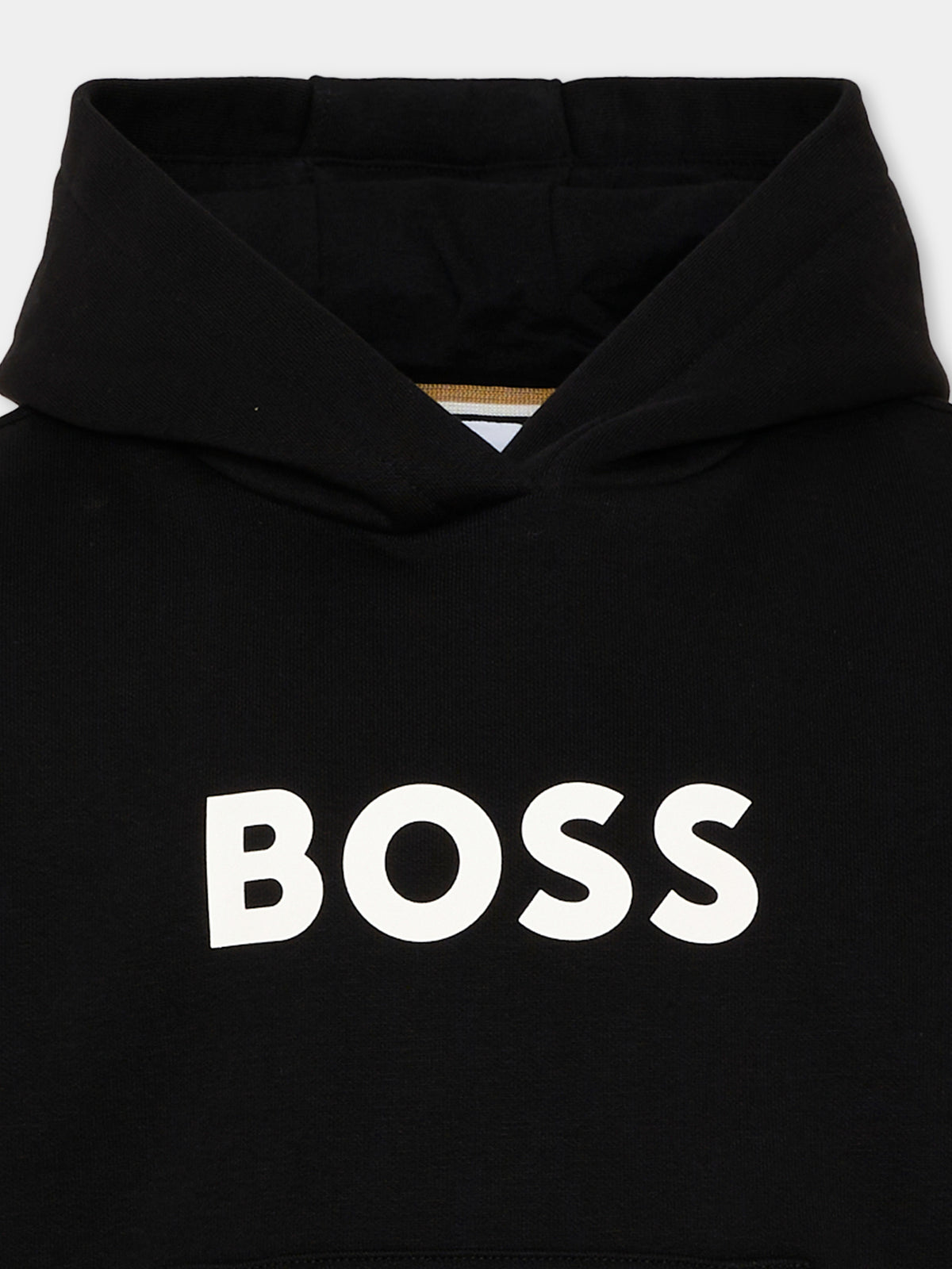 Felpa nera per bambino con logo,Boss,J53396 09B