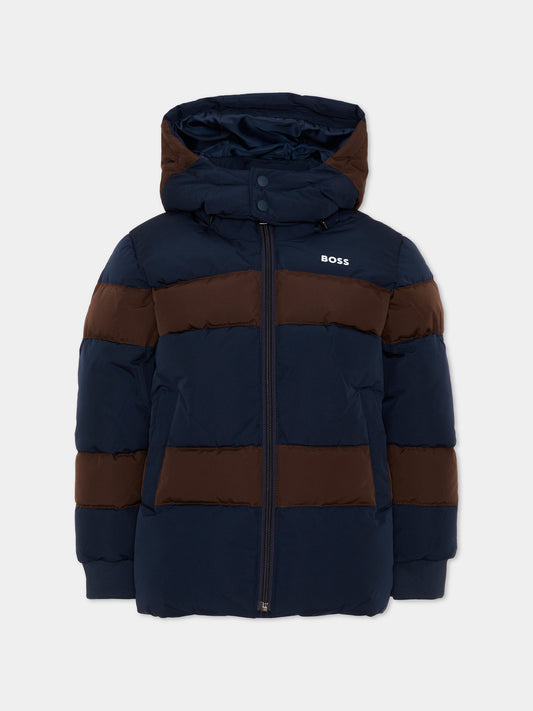 Piumini blu per bambino con logo,Boss,J53435 849