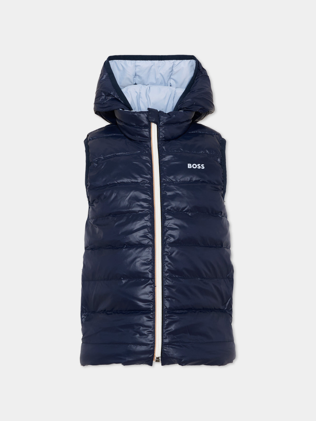Gilet celeste per bambino con logo,Boss,J53436 796
