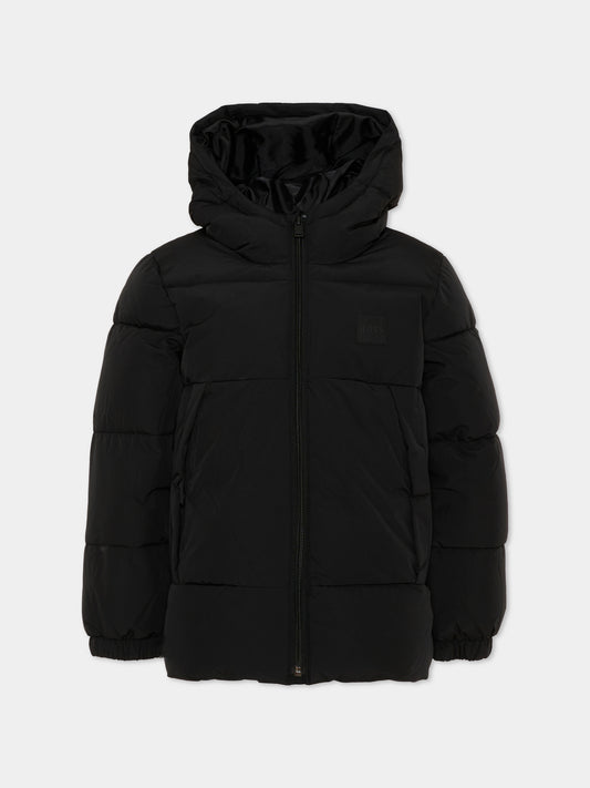 Piumini nero per bambino con logo,Boss,J53437 09B