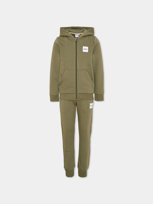Completo sportivo lungo verde per bambino con logo,Boss,J53442 63D
