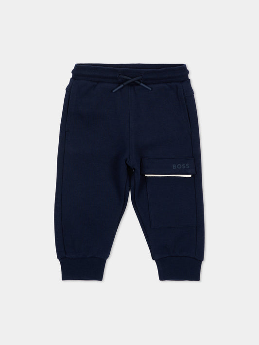 Pantalone blu per neonato con logo,Boss,J53473 849