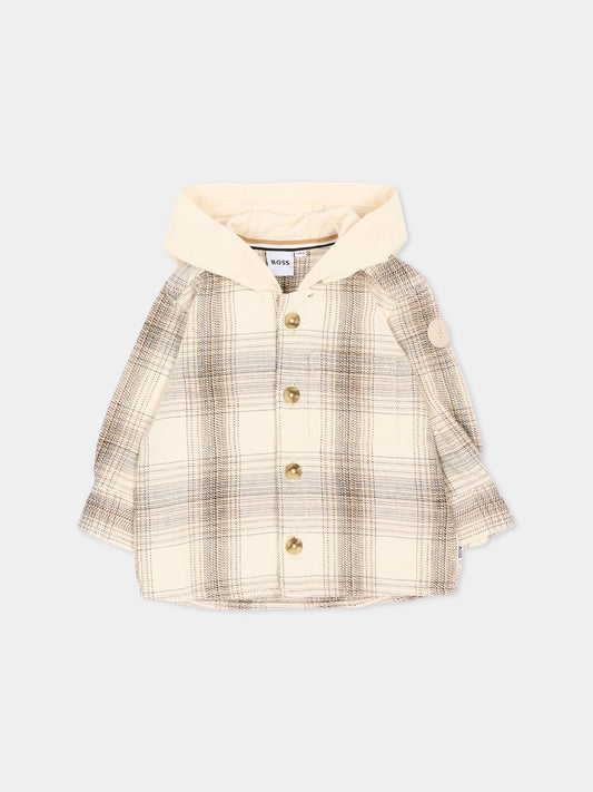 Camicia avorio per neonato a quadri,Boss,J53479 120
