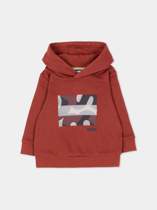 Felpa bordeaux per neonato con logo,Boss,J53492 95G
