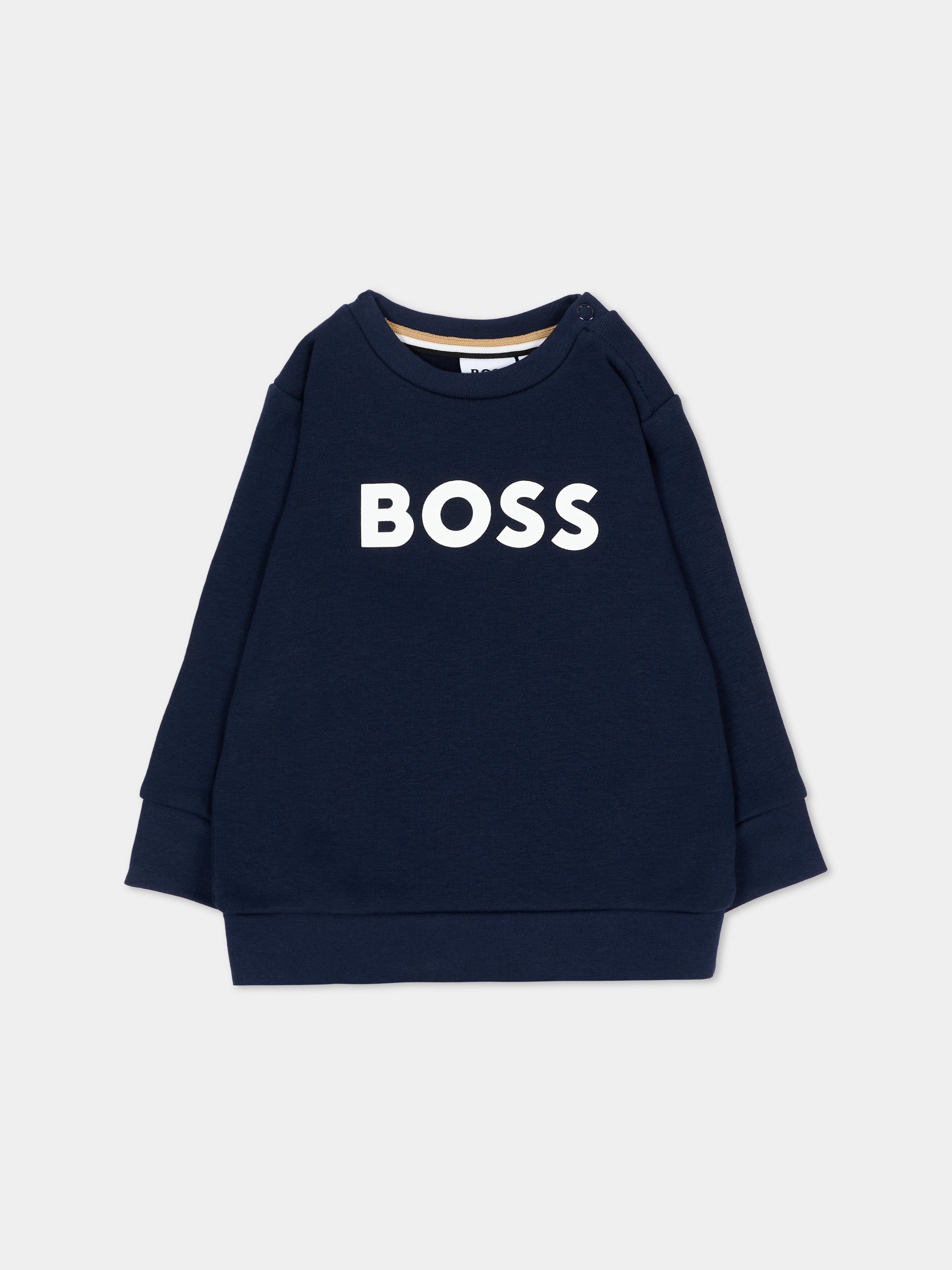 Felpa blu per neonato con logo,Boss,J53493 849
