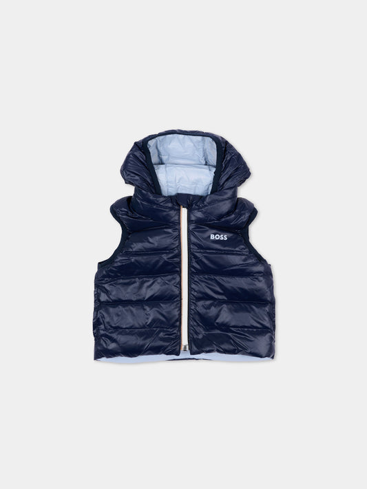 Gilet celeste per neonato con logo,Boss,J53506 796