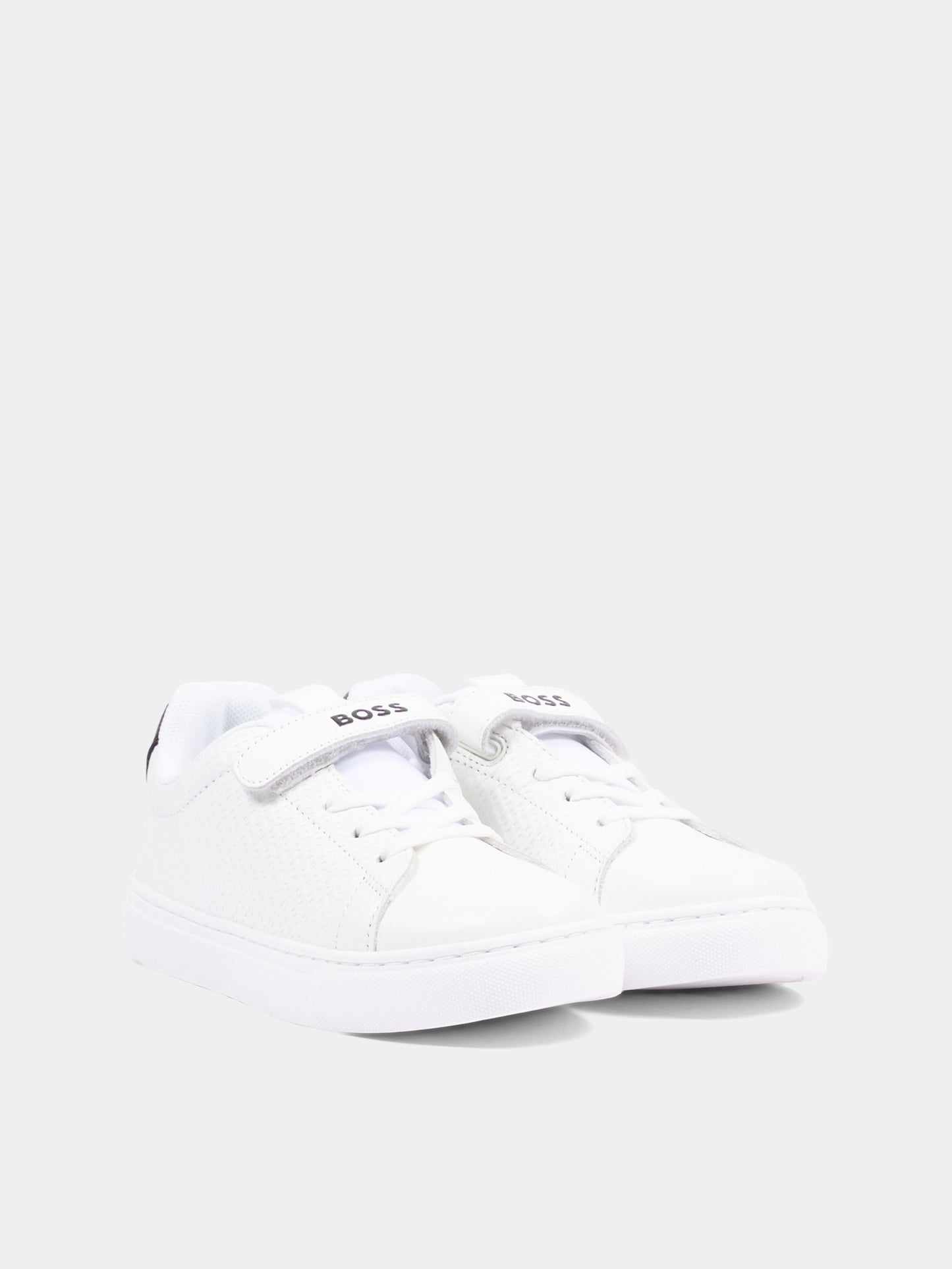 Sneakers bianche per bambino con logo,Boss,J53540 10P