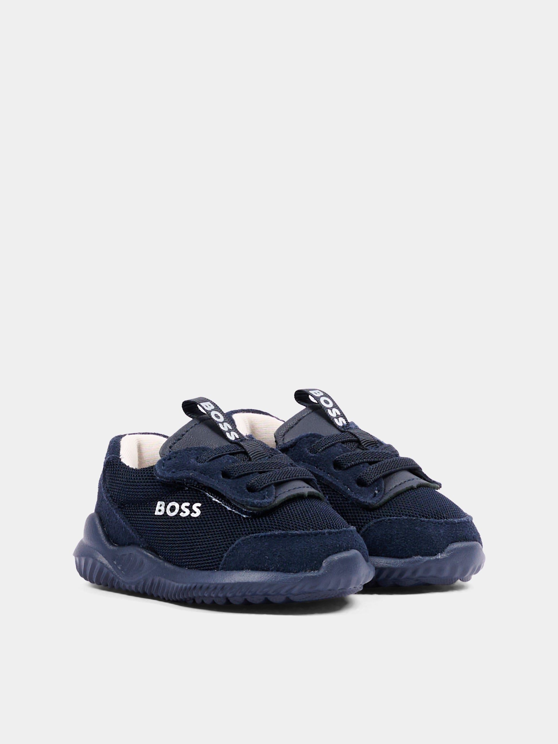 Sneakers blu per neonato con logo,Boss,J53552 849