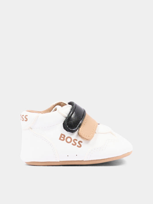 Sneakers bianche per neonato con logo,Boss,J53553 10P