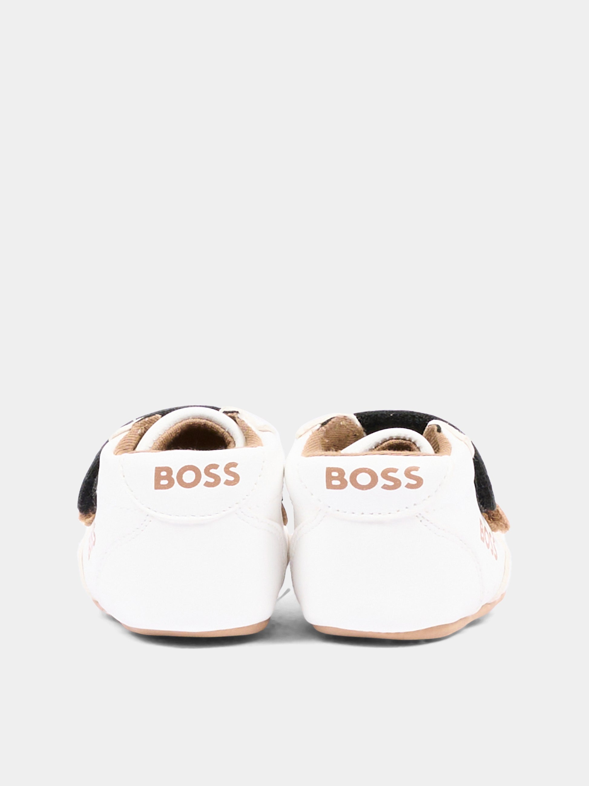 Sneakers bianche per neonato con logo,Boss,J53553 10P