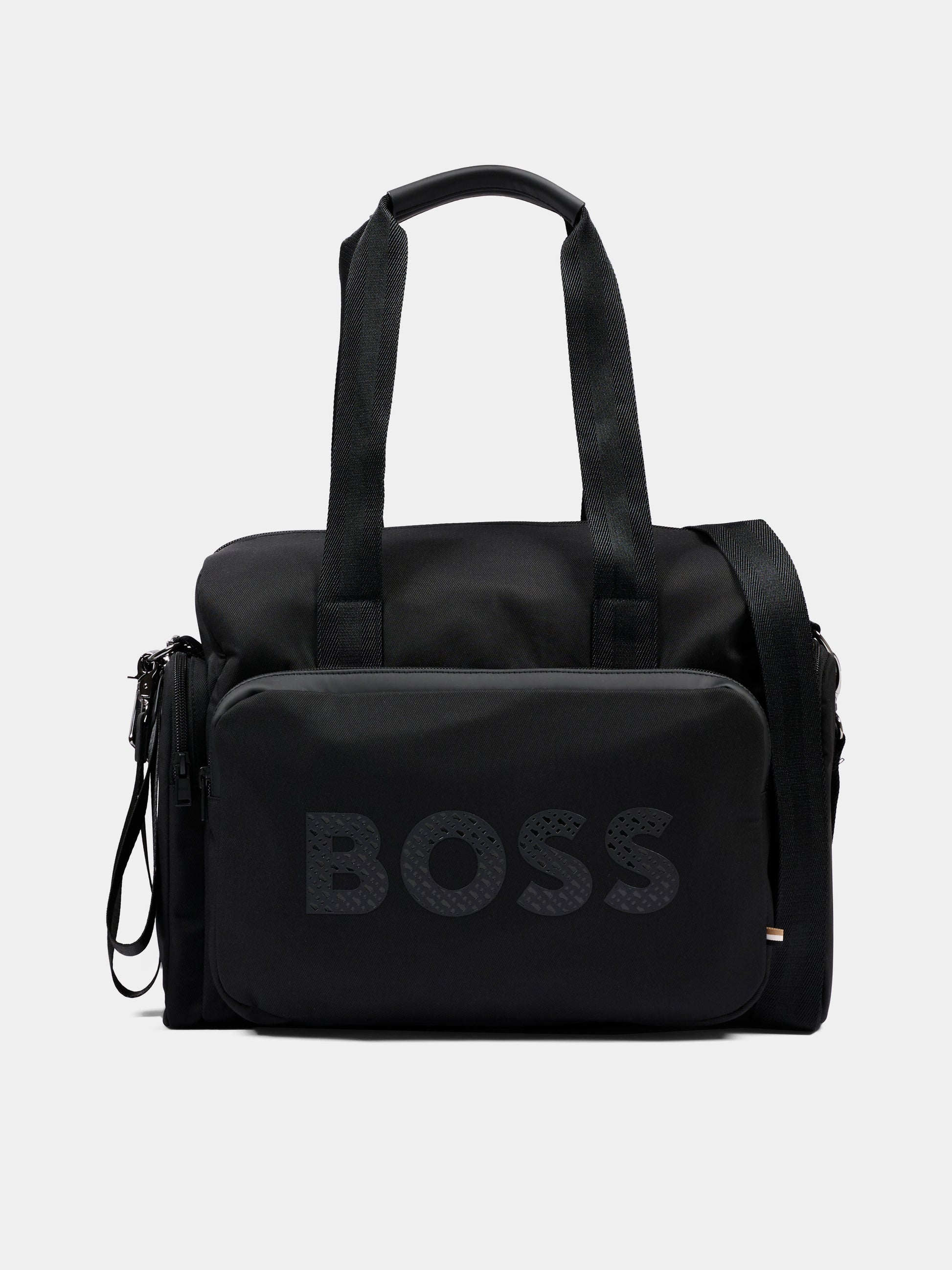 Borsa mamma nera per neonati con logo,Boss,J53561 09B
