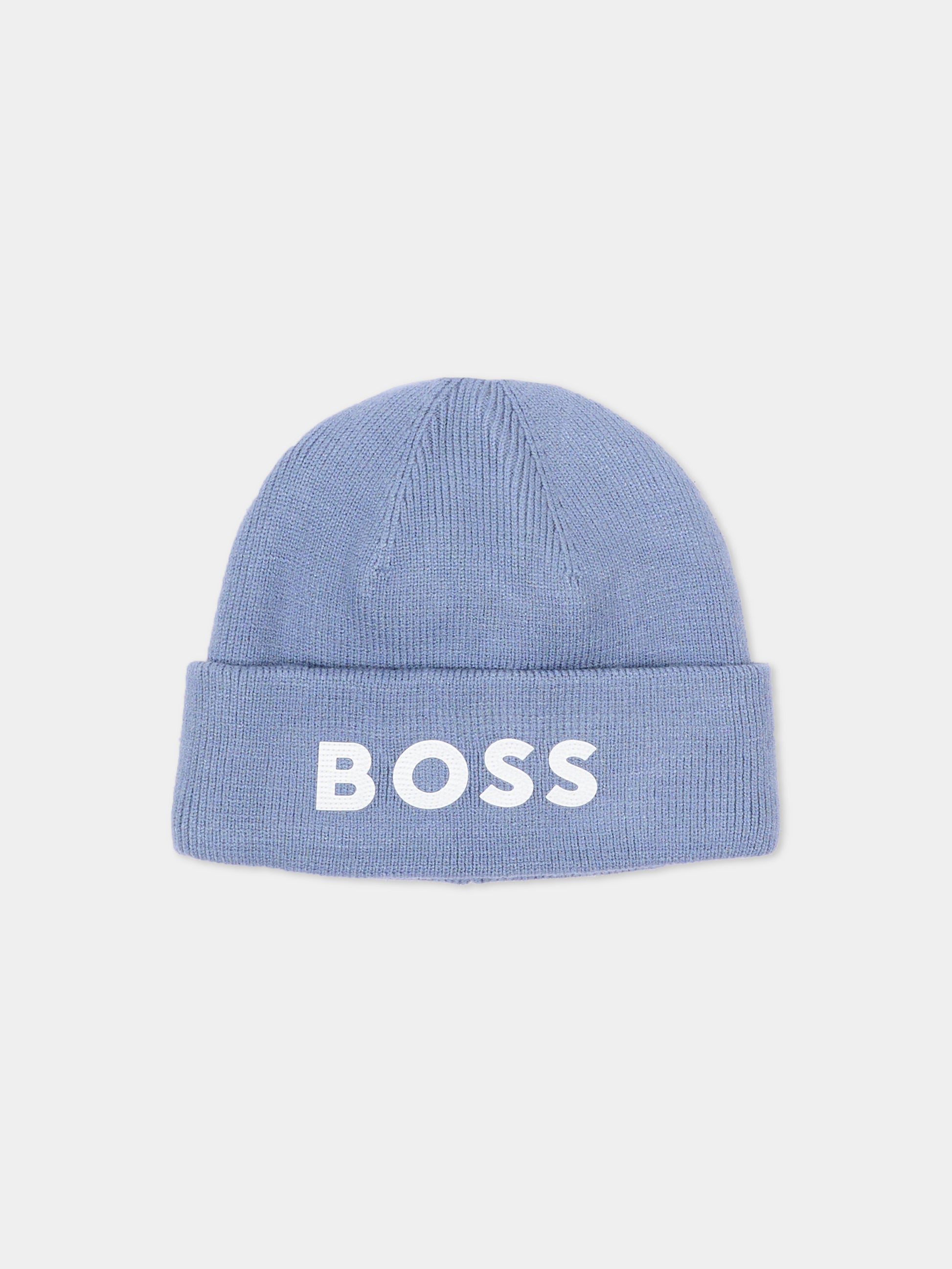 Berretto celeste per bambino con logo,Boss,J53584 896