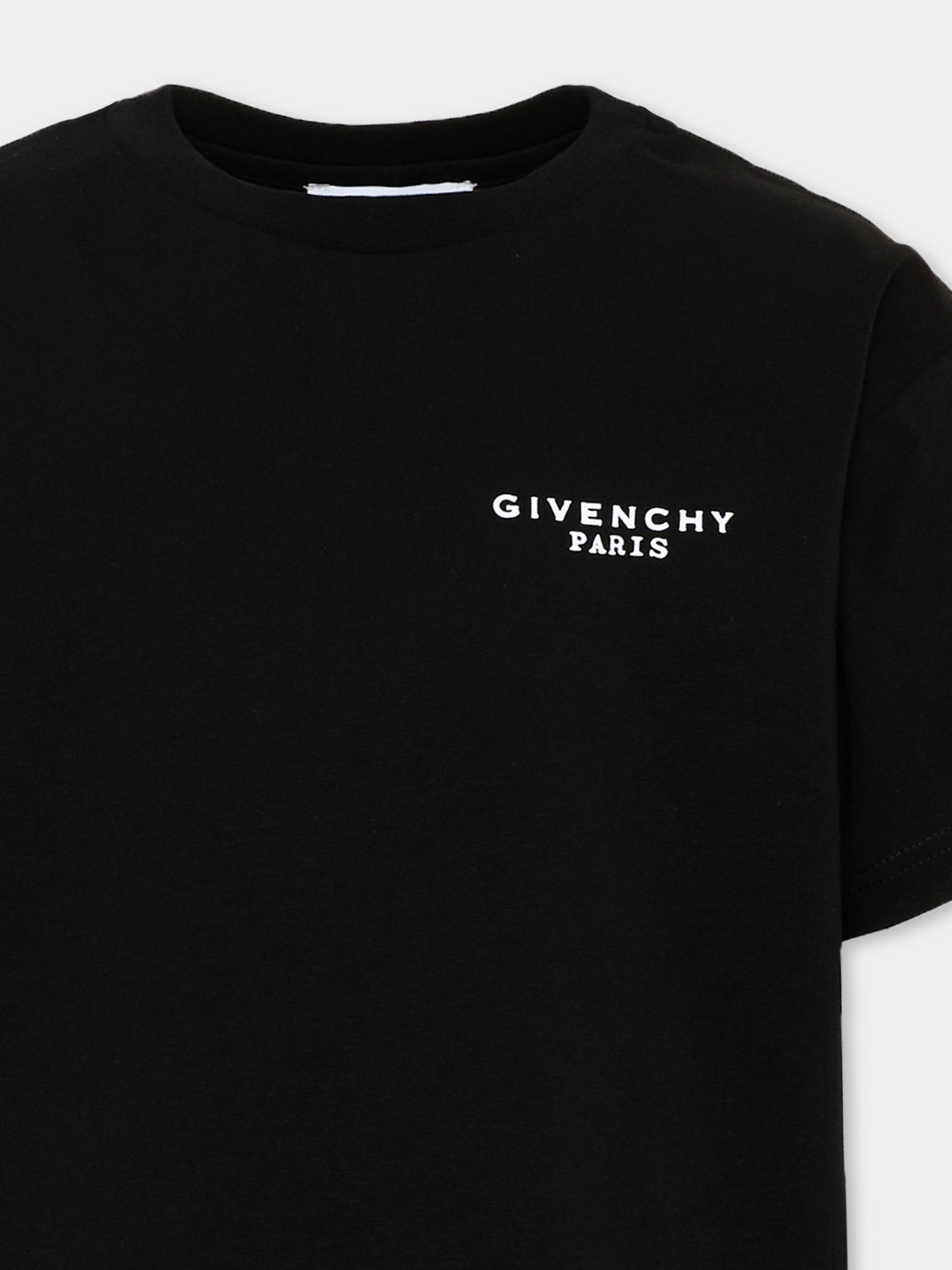 T-Shirt nera per bambini con logo,Givenchy Kids,H31280 09B