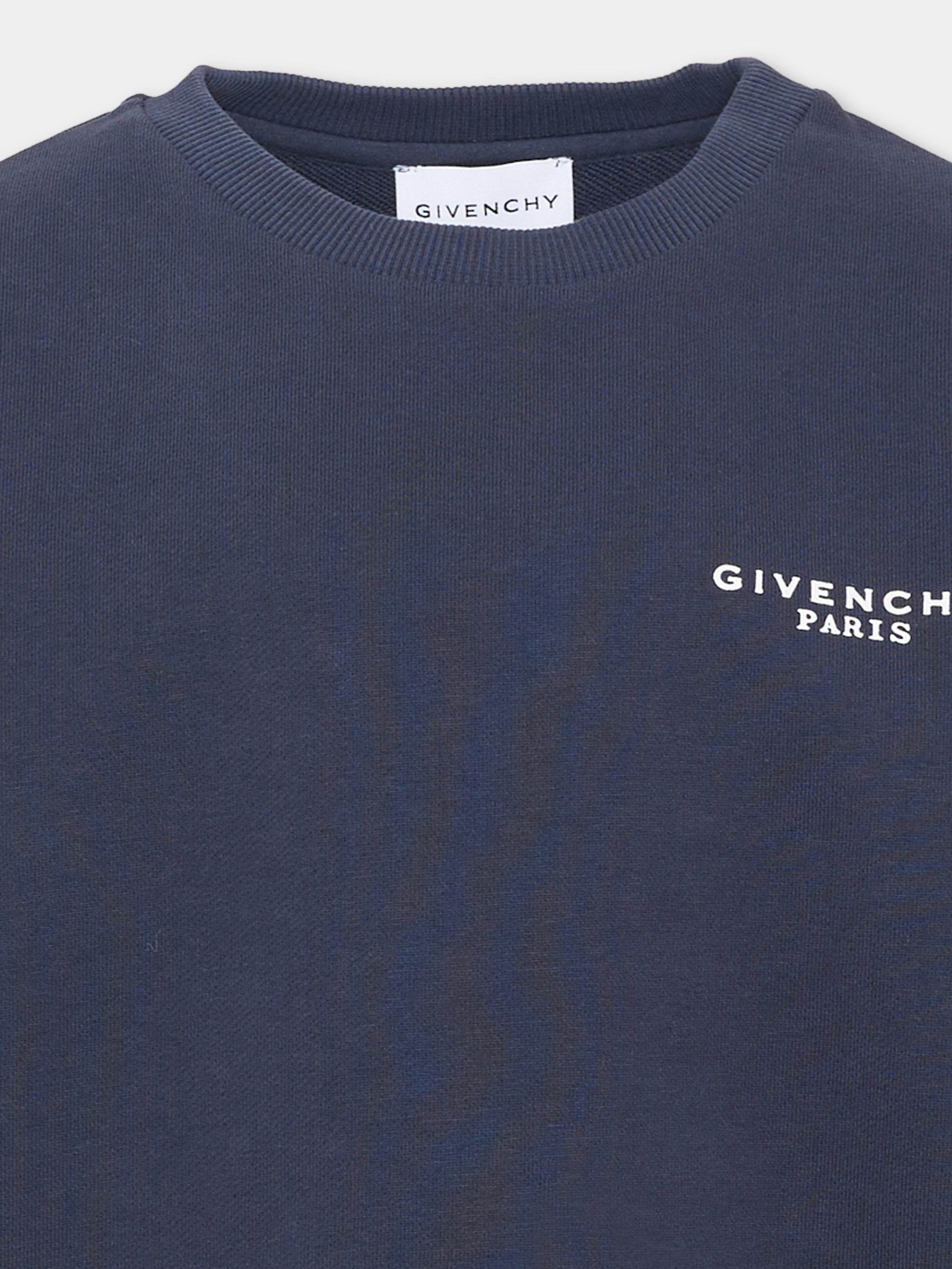 Felpa blu per bambini con logo,Givenchy Kids,H31282 853