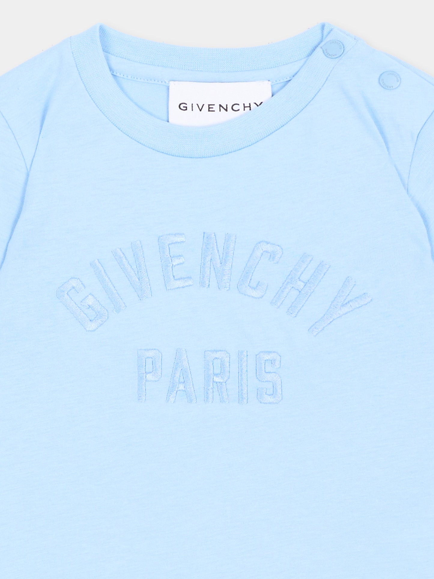 T-Shirt azzurra per neonato con logo,Givenchy Kids,H31286 789