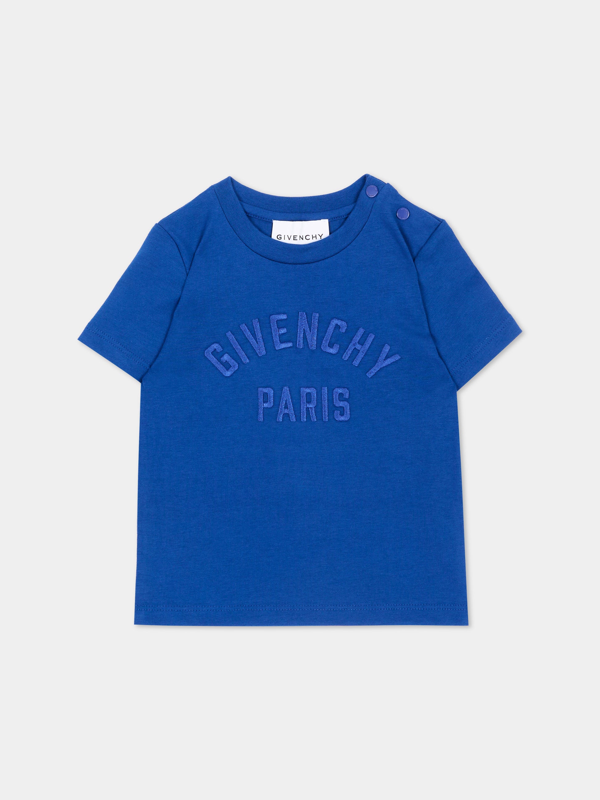 T-Shirt blu per neonato con logo,Givenchy Kids,H31286 865