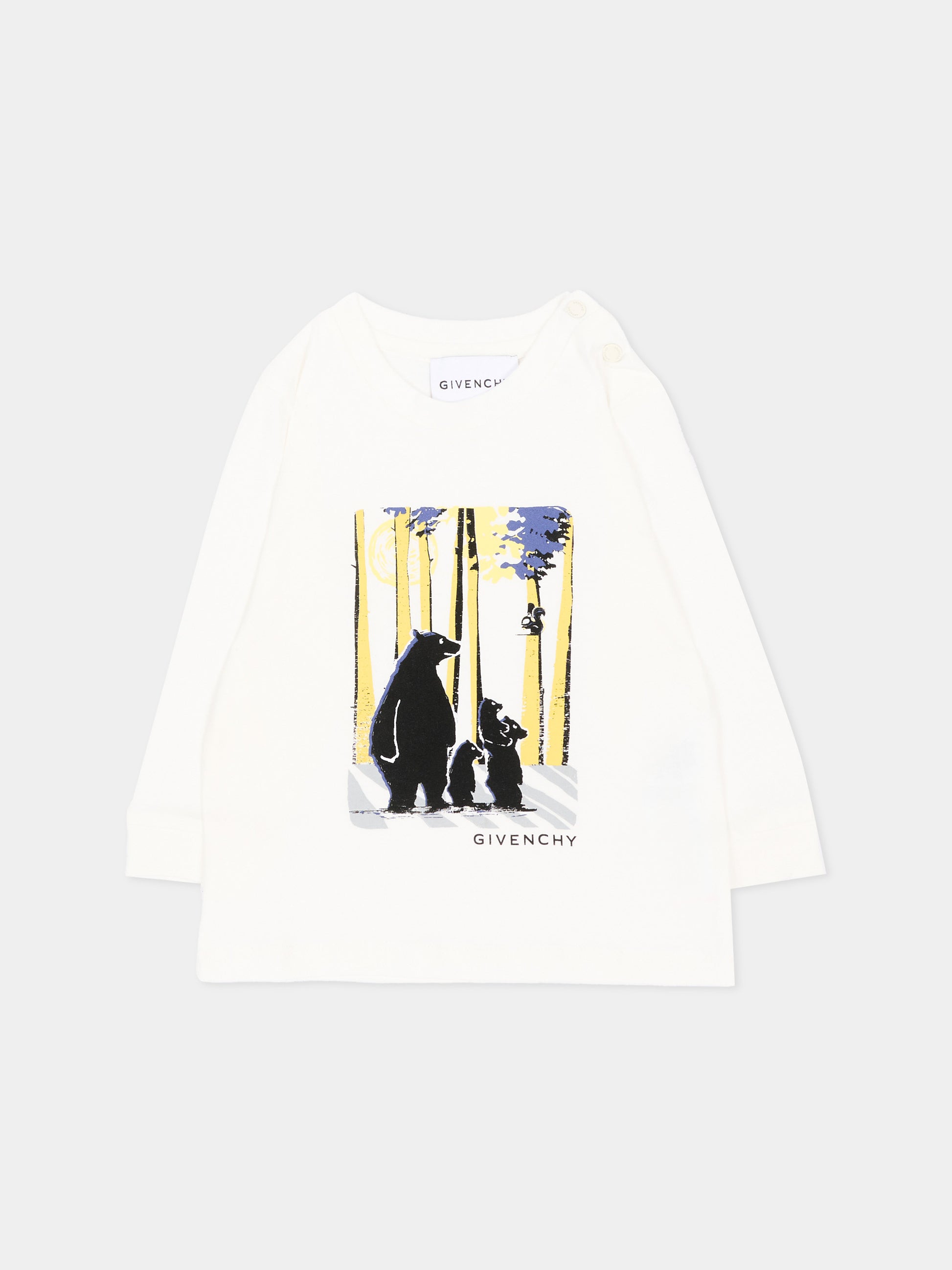 T-shirt avorio per neonato con orsi,Givenchy Kids,H31287 117