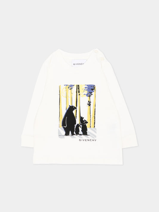 T-shirt avorio per neonato con orsi,Givenchy Kids,H31287 117