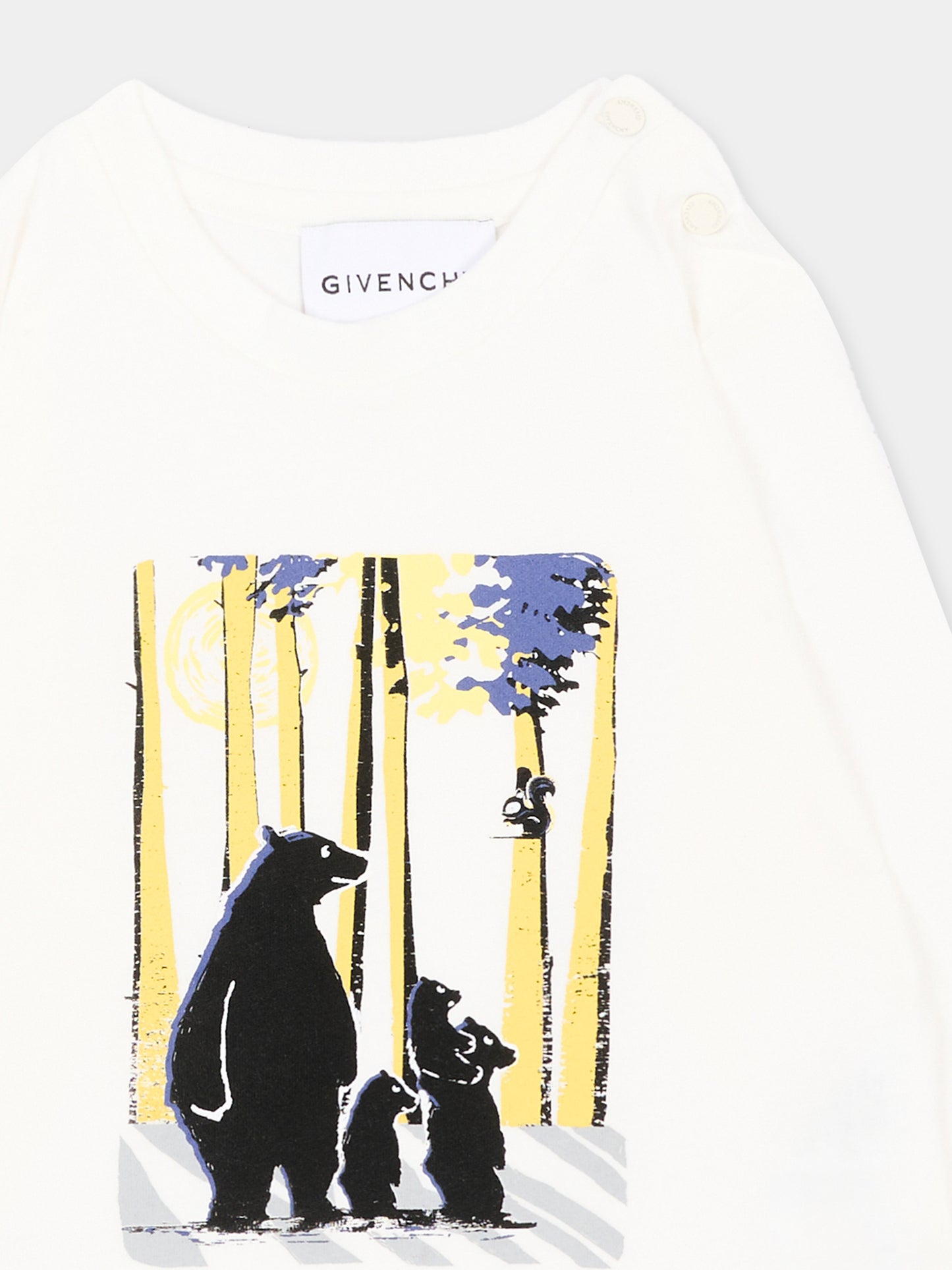 T-shirt avorio per neonato con orsi,Givenchy Kids,H31287 117