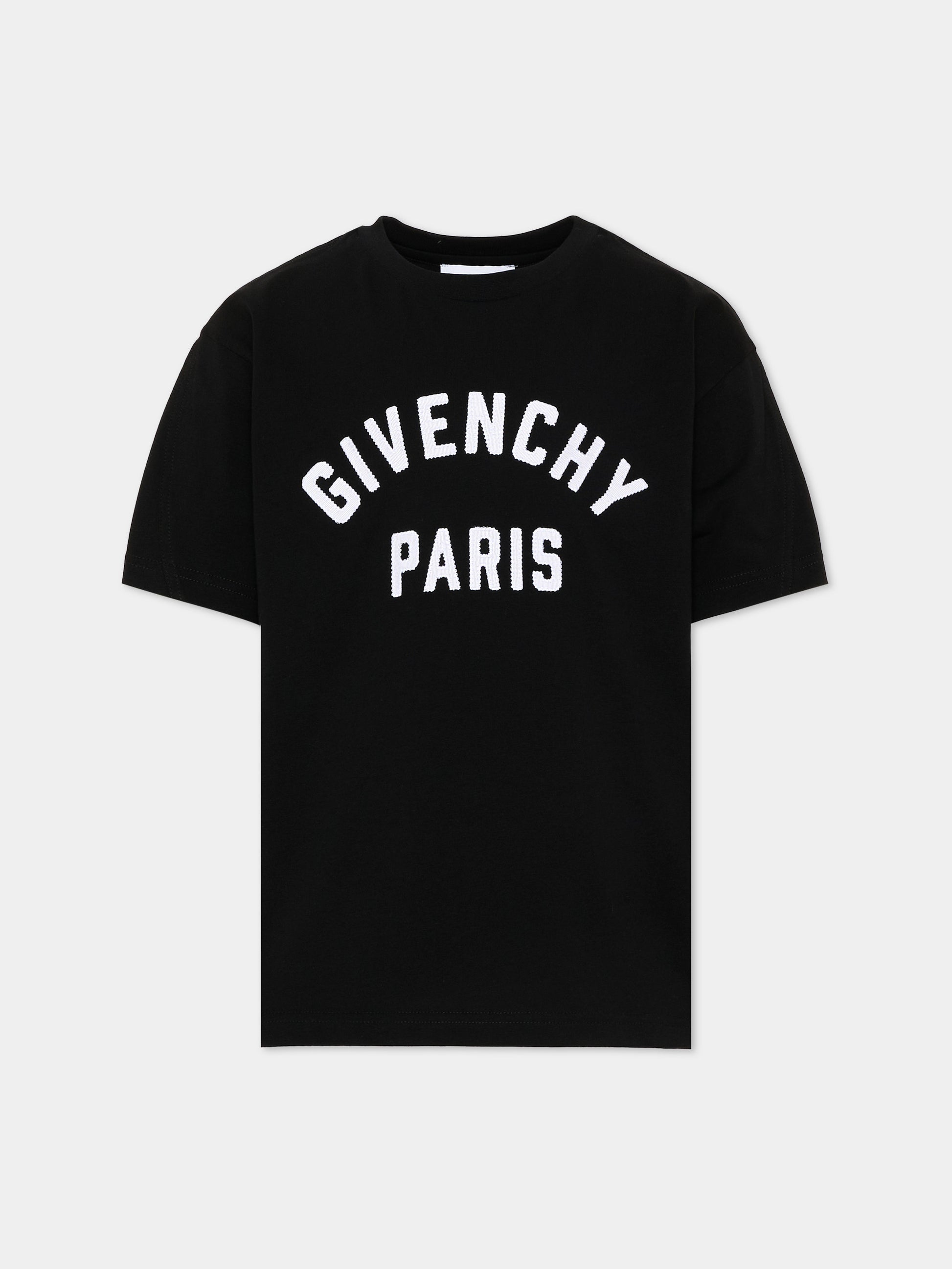 T-Shirt nera per bambini con logo,Givenchy Kids,H31345 09B