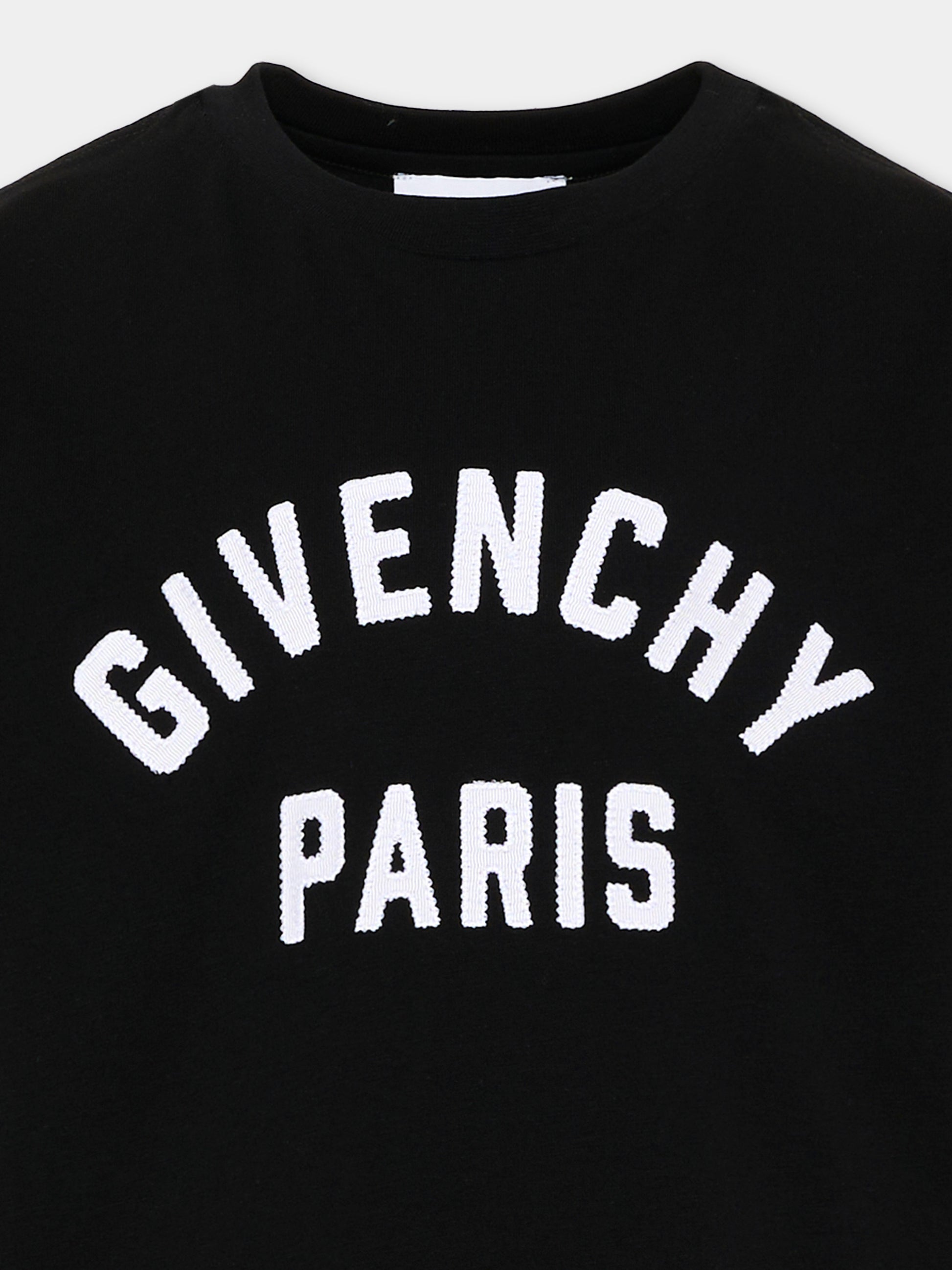 T-Shirt nera per bambini con logo,Givenchy Kids,H31345 09B