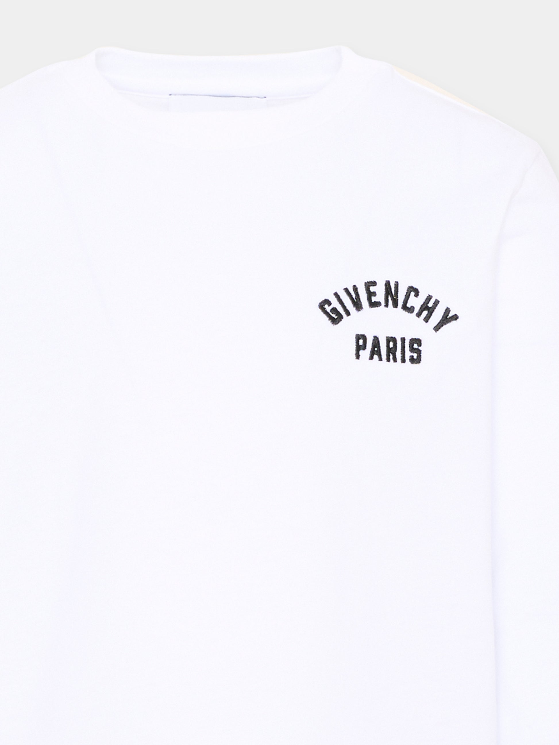 T-Shirt a manica lunga bianca per bambino con logo,Givenchy Kids,H31347 10P