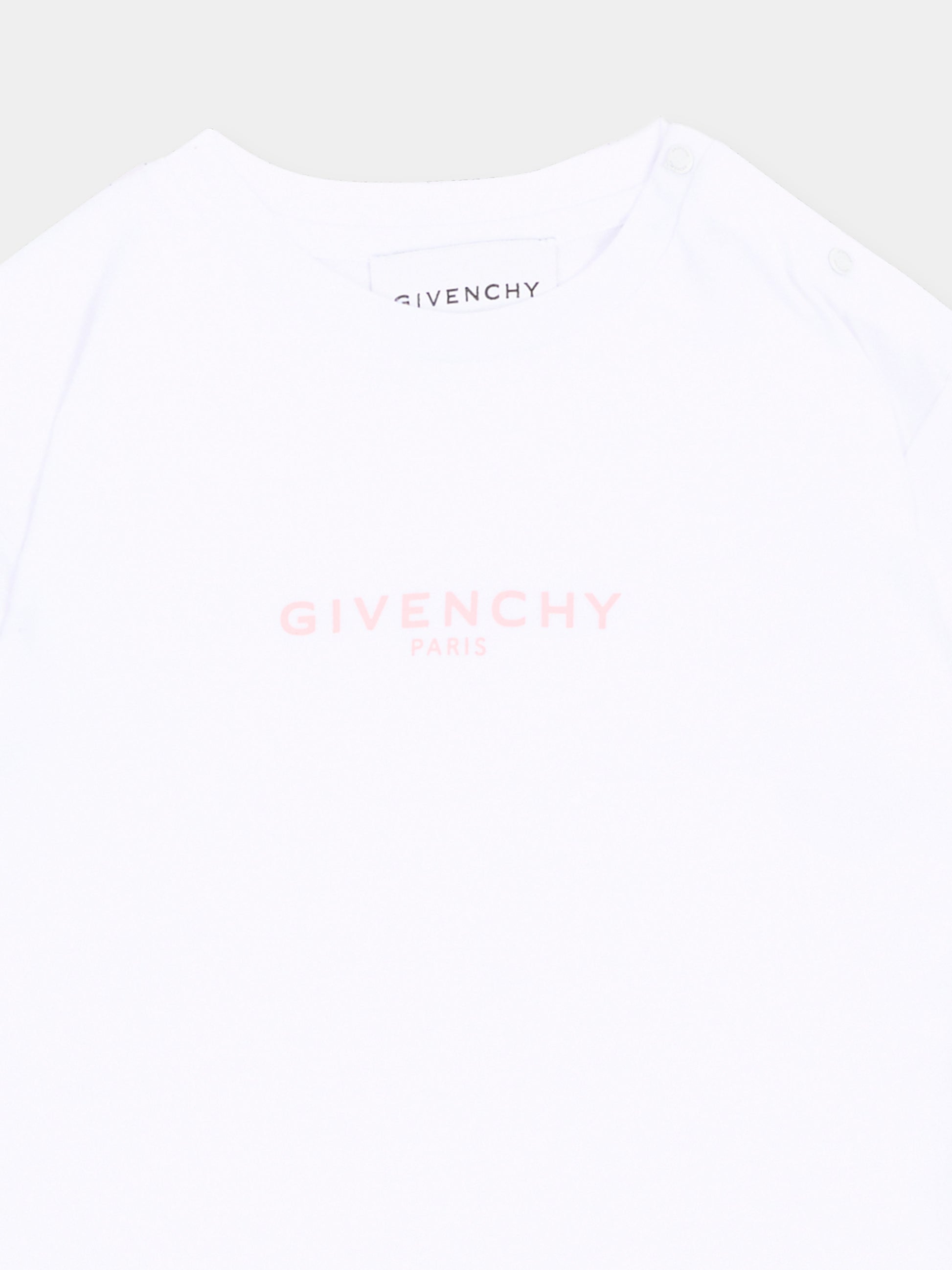 T-Shirt bianca per neonata con logo,Givenchy Kids,H31379 10P
