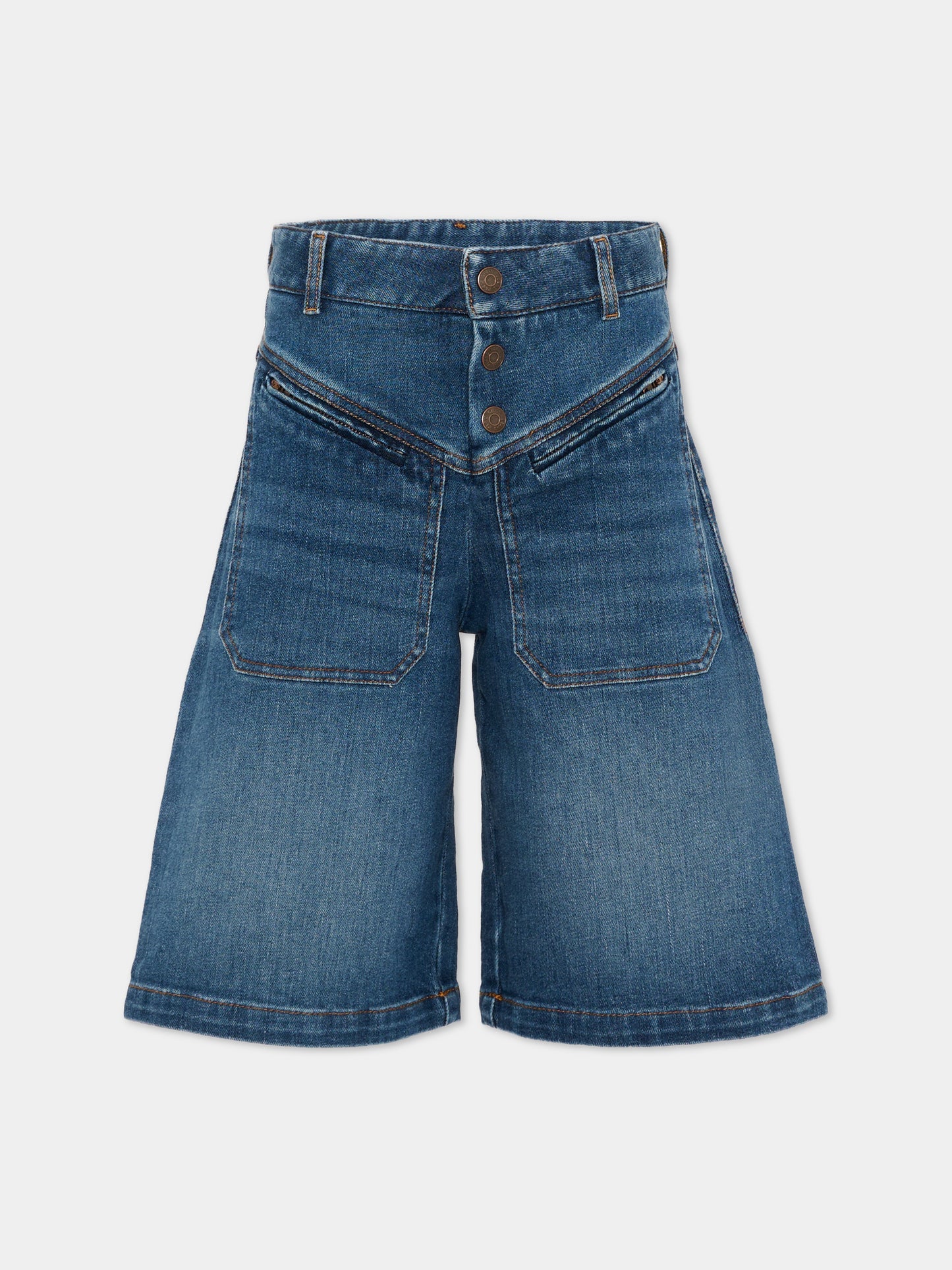 Shorts denim per bambina con patch logo,Chloé Kids,C21260 Z10