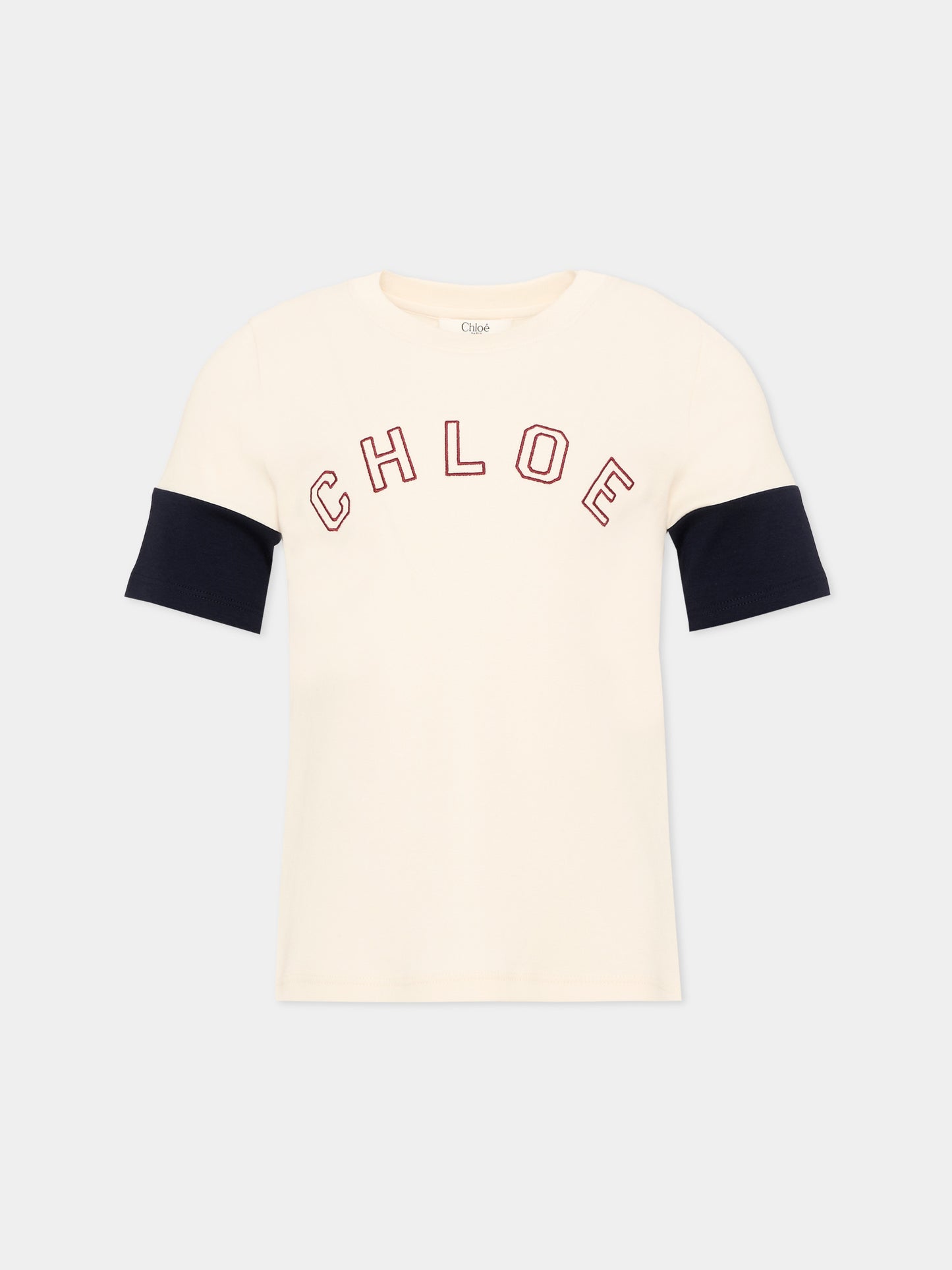 T-shirt avorio per bambina con logo,Chloé Kids,C21306 148