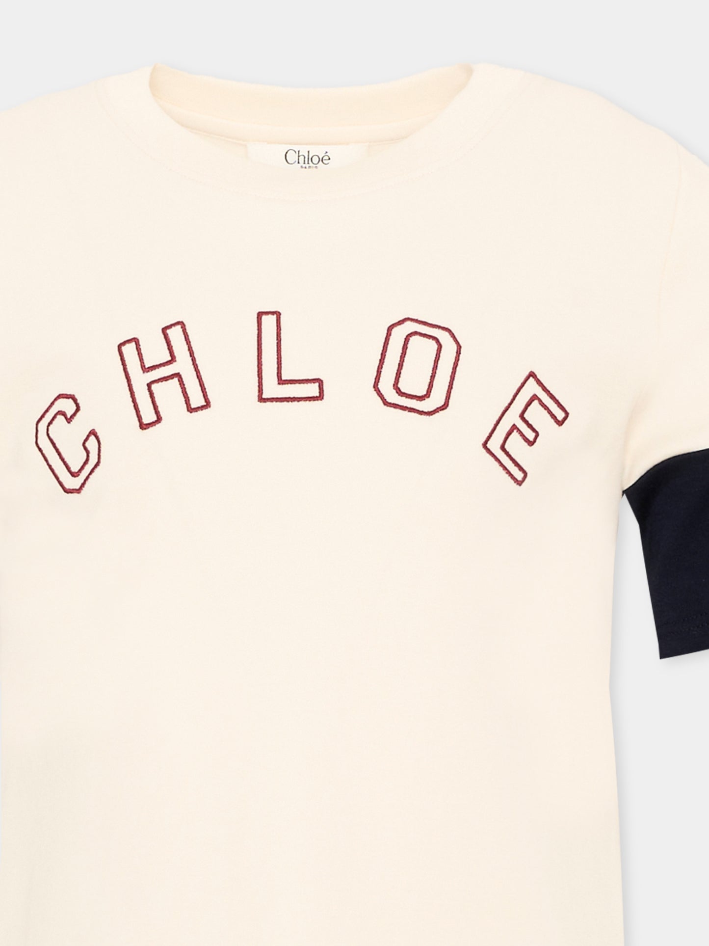 T-shirt avorio per bambina con logo,Chloé Kids,C21306 148