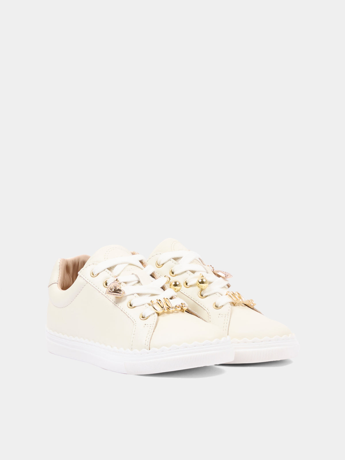 Sneakers bianche per bambina con logo,Chloé Kids,C21334 117