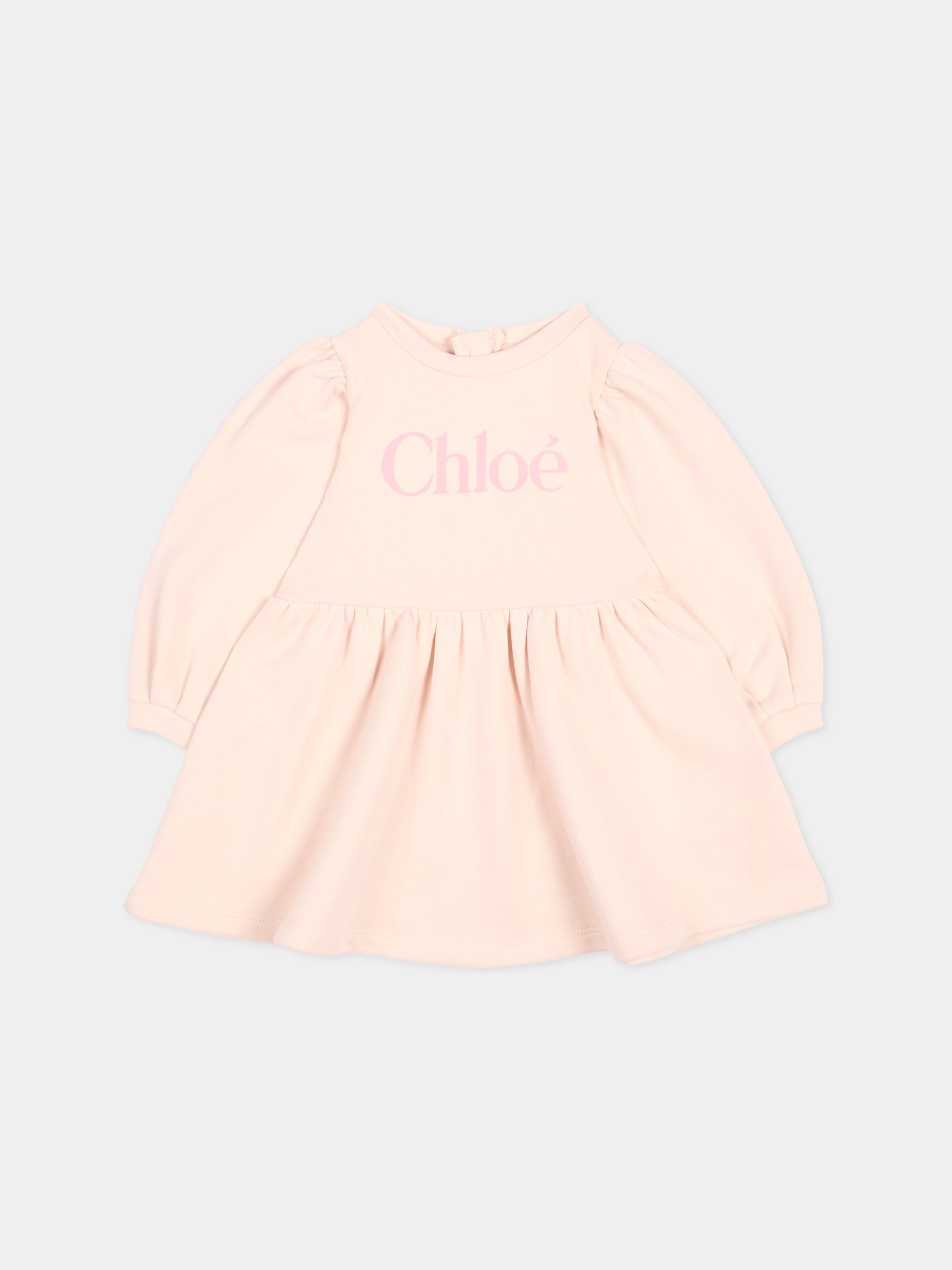 Vestito rosa per neonata con logo,Chloé Kids,C21335 46J