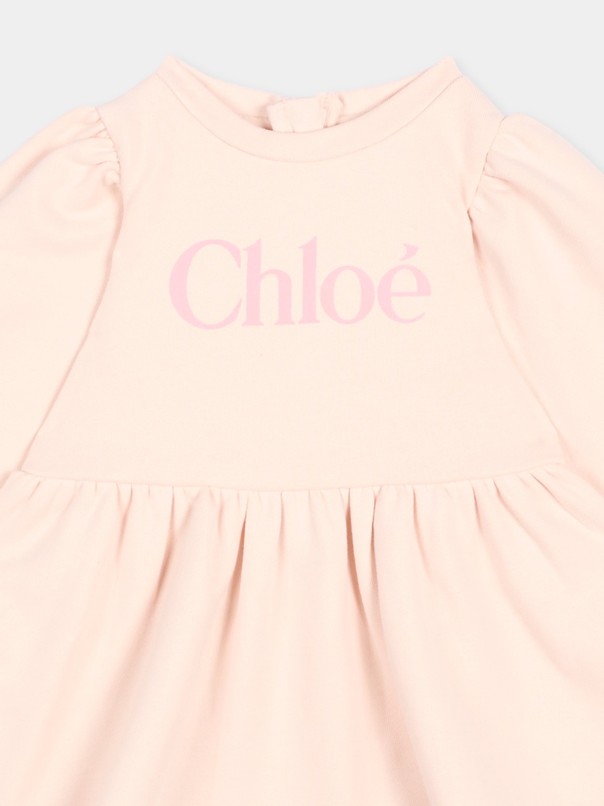 Vestito rosa per neonata con logo,Chloé Kids,C21335 46J
