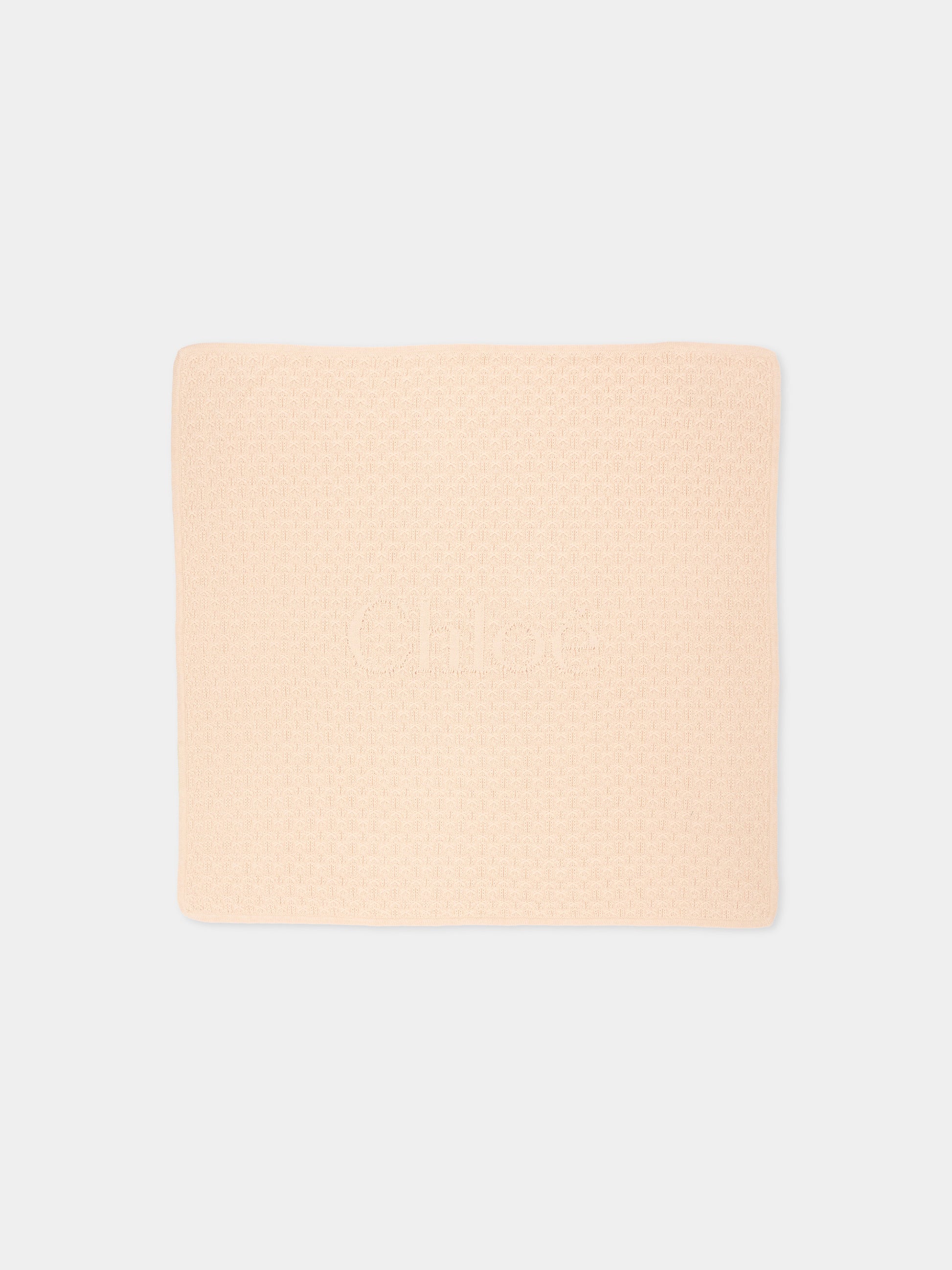 Coperta beige per neonata con logo,Chloé Kids,C21384 20E