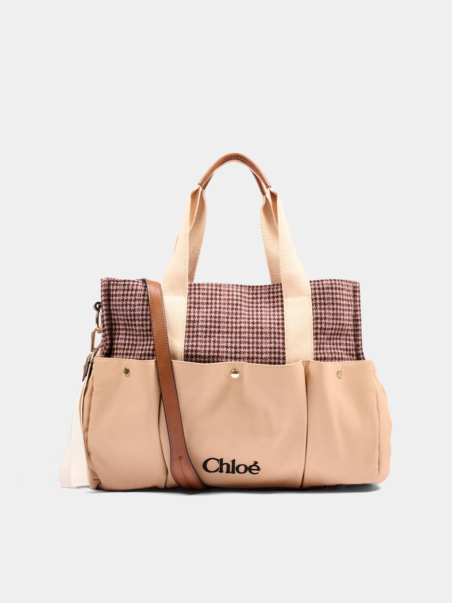 Borsa mamma beige per neonati con logo,Chloé Kids,C21388 Z67