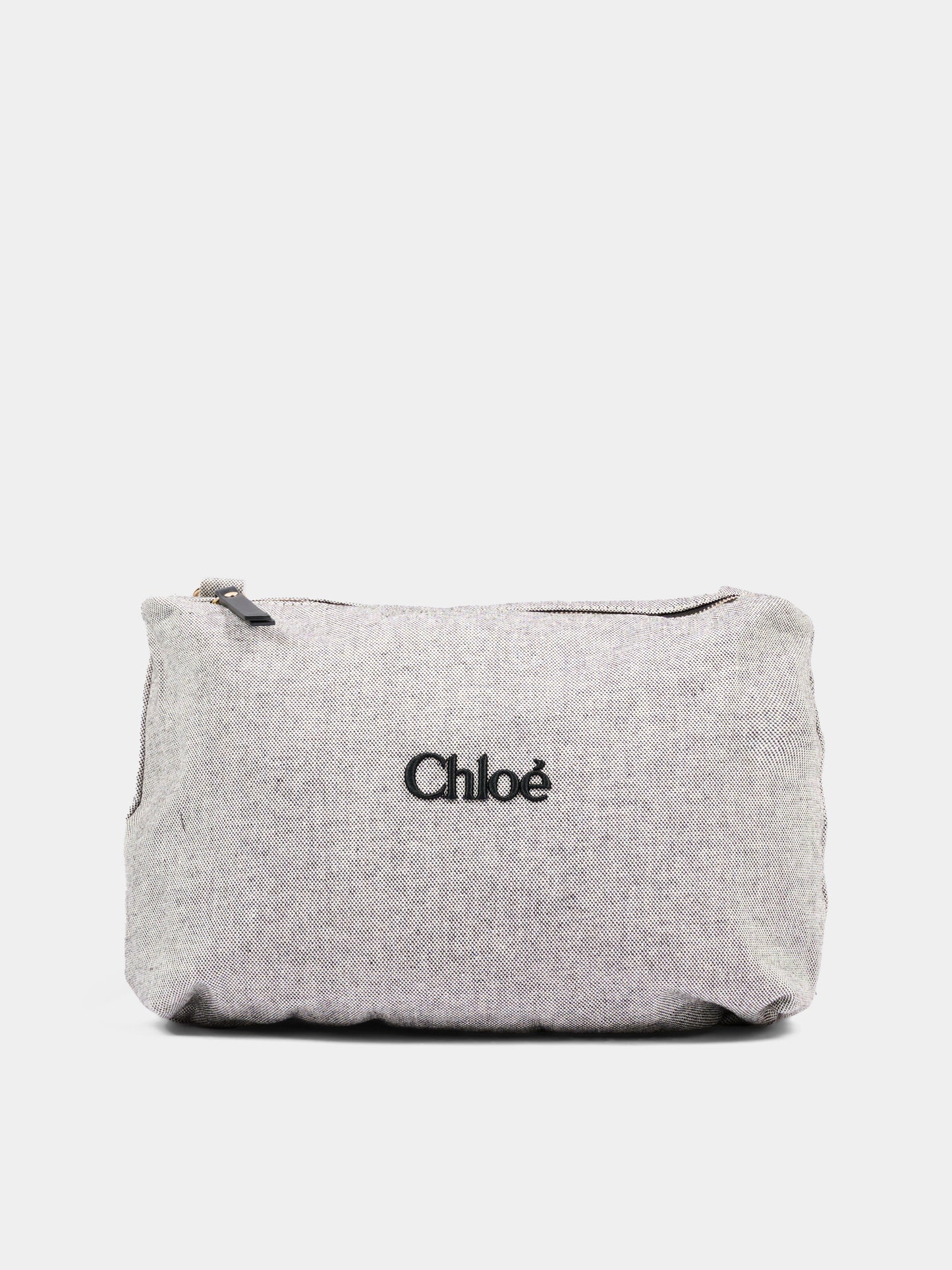 Borsa mamma grigia per neonati con logo,Chloé Kids,C21398 A46