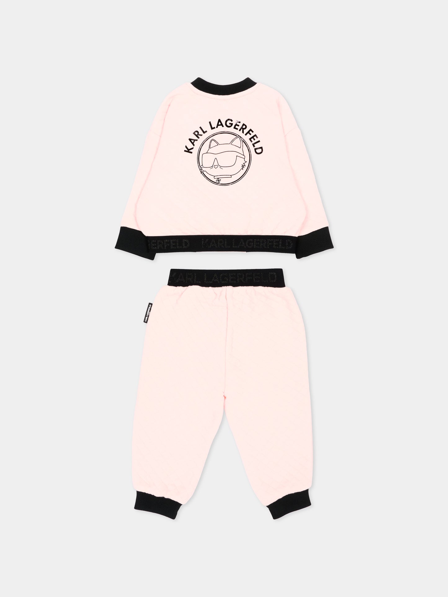 Completo sportivo rosa per neonata con  Choupette,Karl Lagerfeld Kids,Z31278 46M