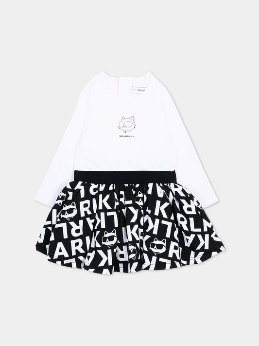 Vestito bianco per neonata con logo,Karl Lagerfeld Kids,Z31289 N50