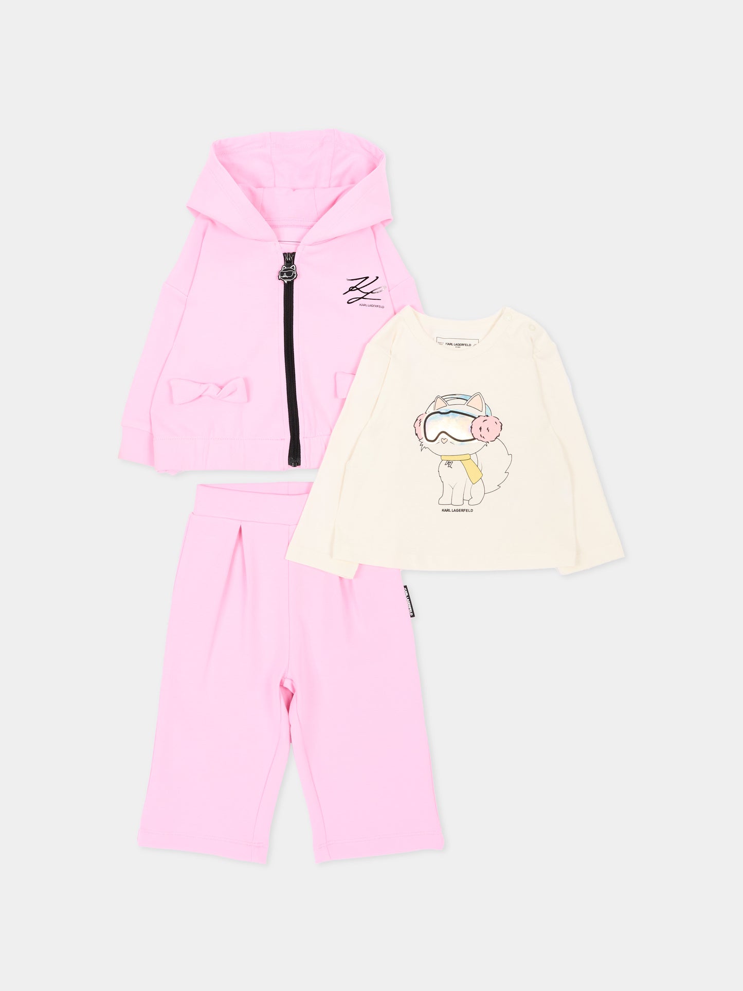 Completo sportivo rosa per neonata con logo,Karl Lagerfeld Kids,Z31293 47U