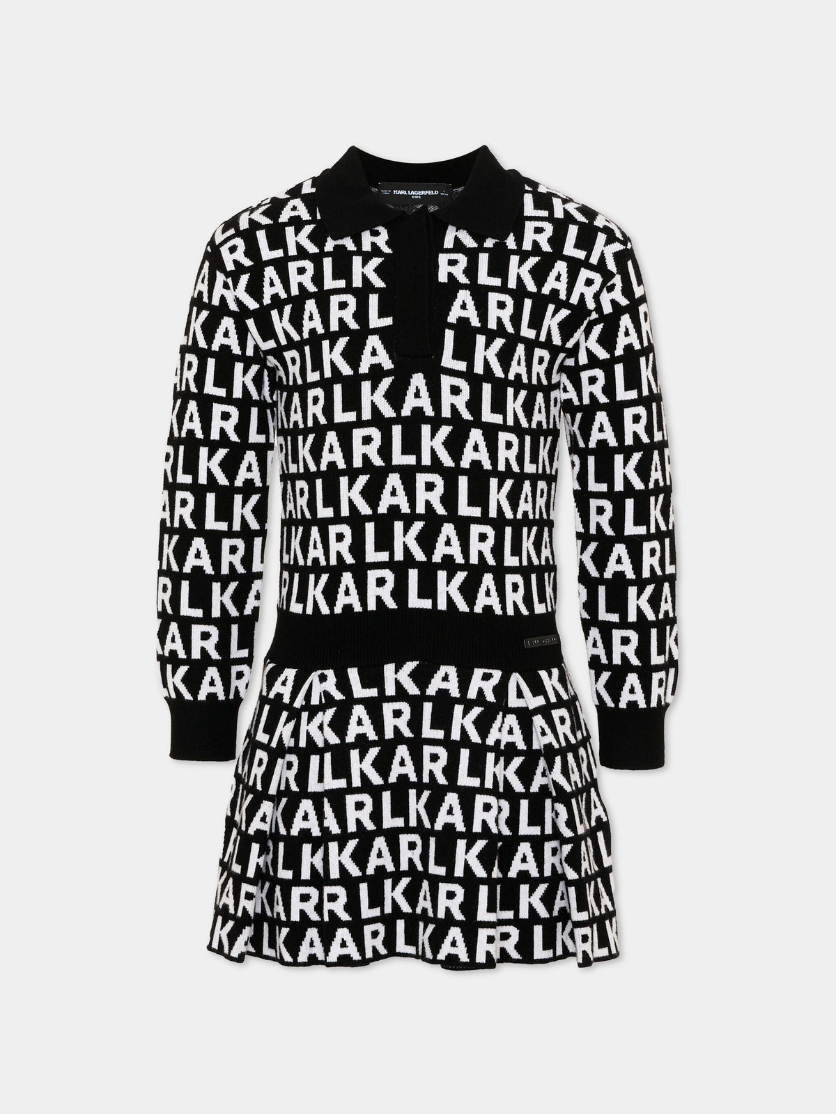 Vestito nero per bambina con logo,Karl Lagerfeld Kids,Z31338 M41