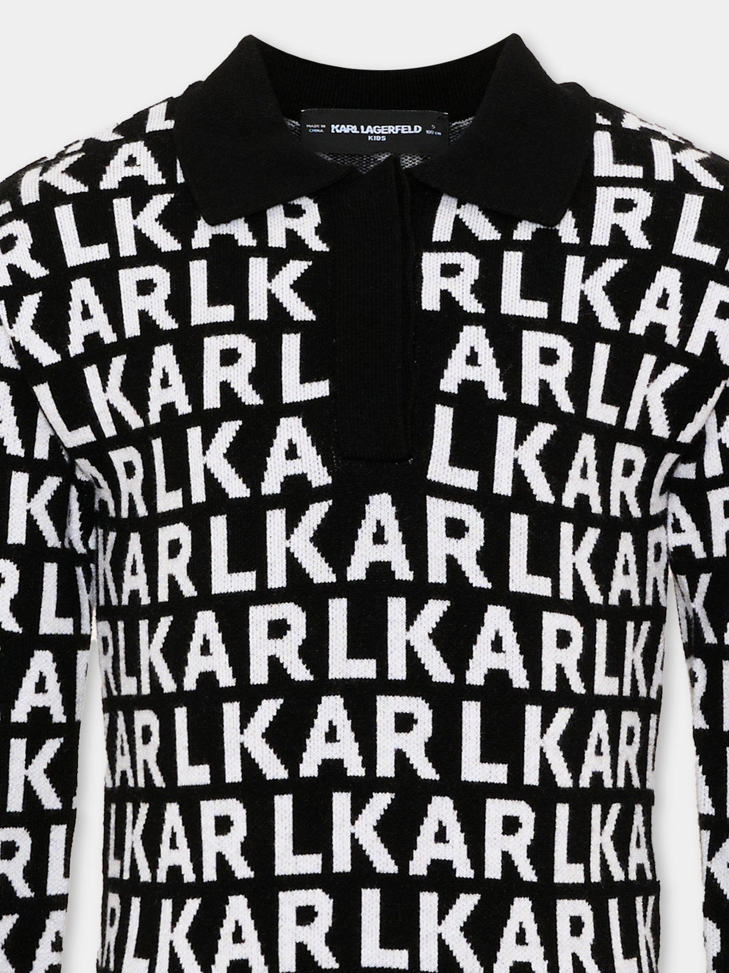 Vestito nero per bambina con logo,Karl Lagerfeld Kids,Z31338 M41