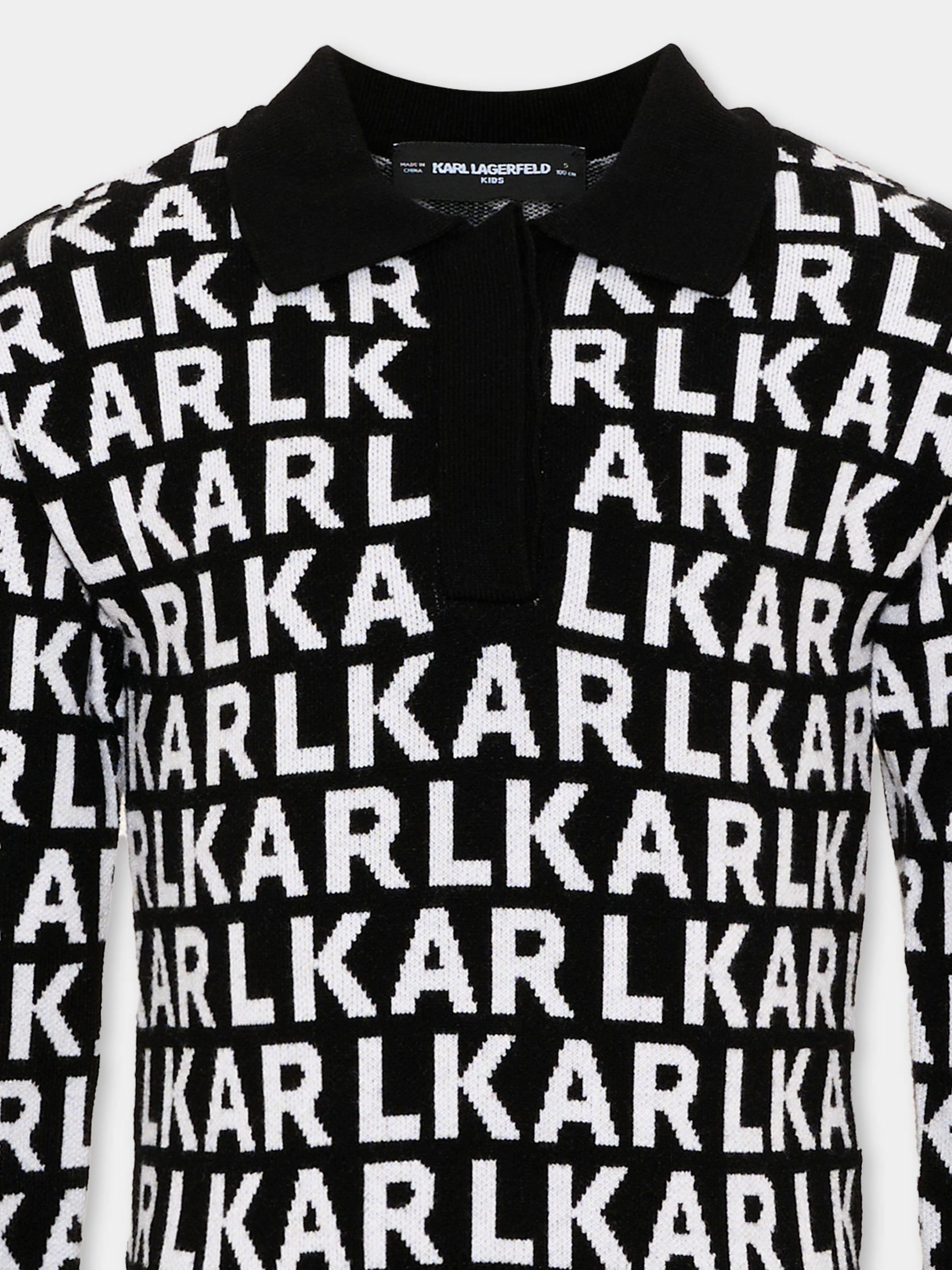 Vestito nero per bambina con logo,Karl Lagerfeld Kids,Z31338 M41