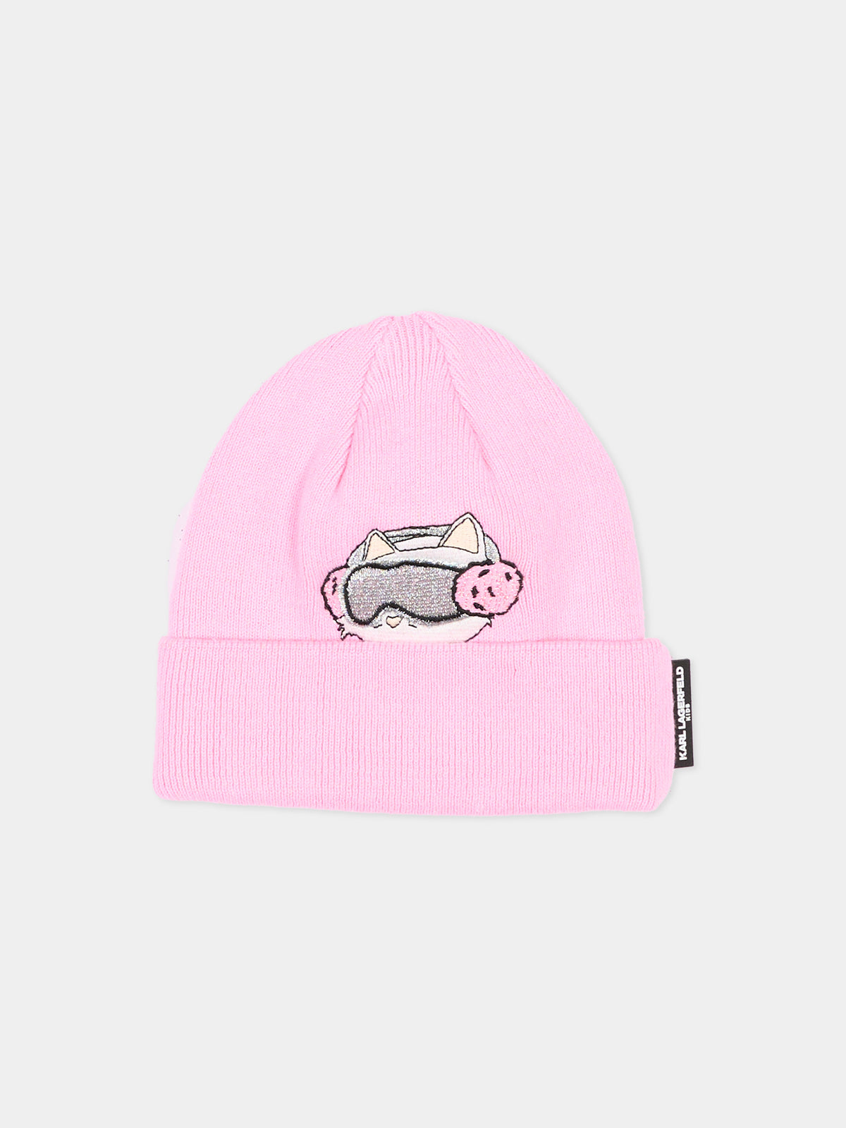 Berretto rosa per neonata con Choupette,Karl Lagerfeld Kids,Z31419 47U