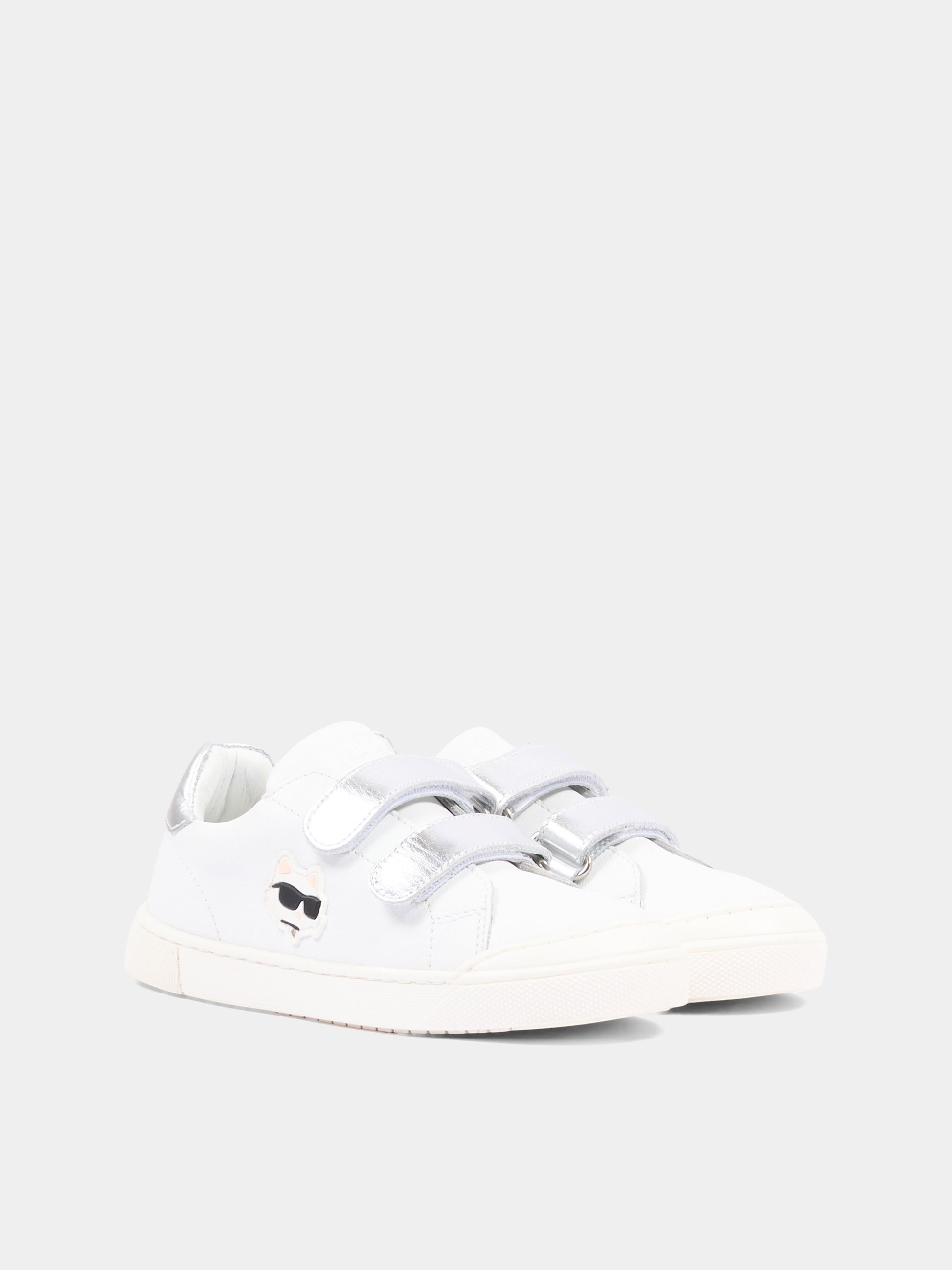 Sneakers bianche per bambina con logo,Karl Lagerfeld Kids,Z31448 10P