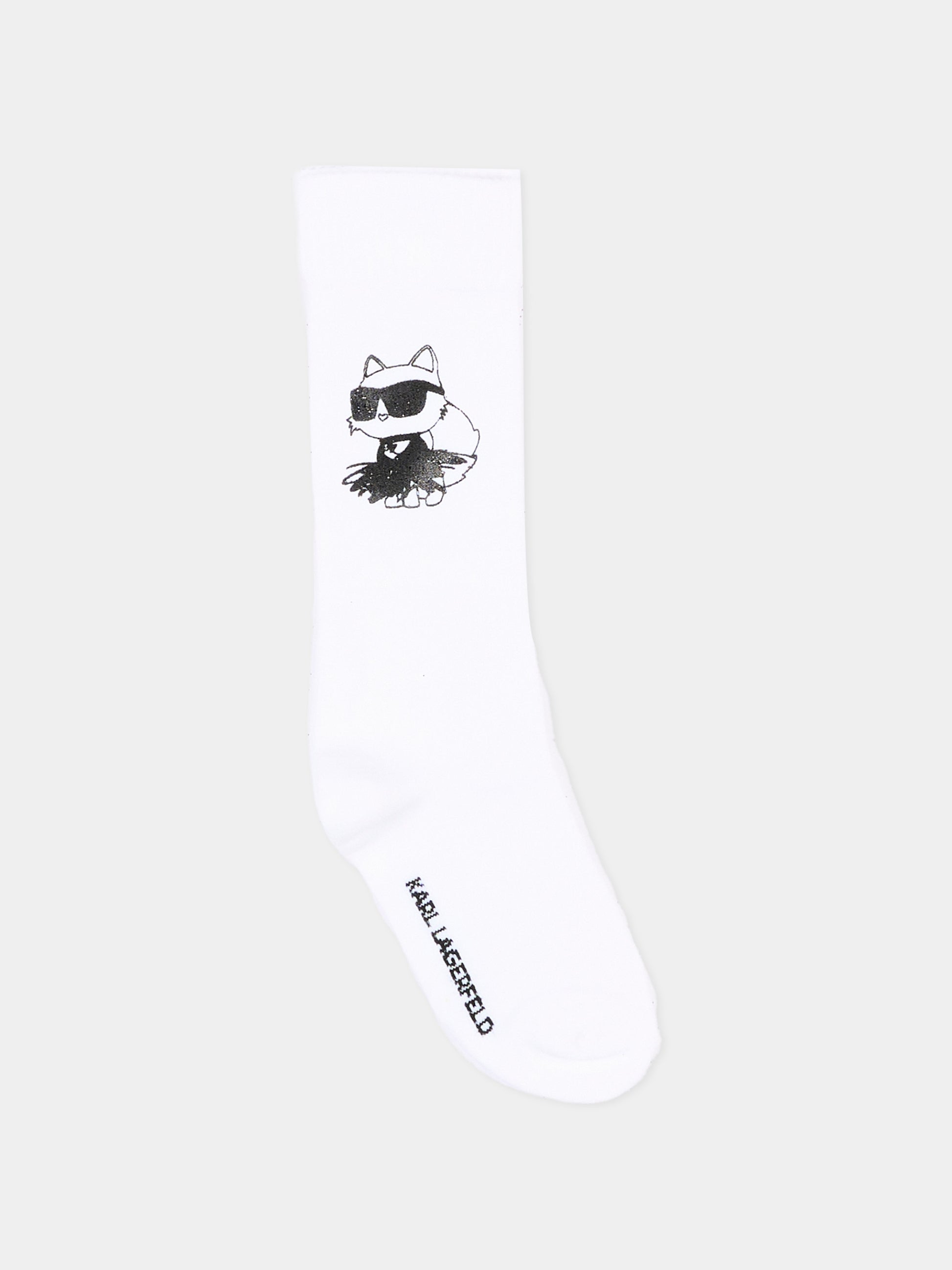 Calzino bianco per bambina con Choupette,Karl Lagerfeld Kids,Z31450 10P